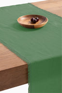 Linen Fringe me kantha Table Runner