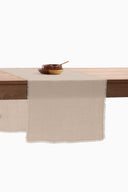 Linen Fringe me kantha Table Runner