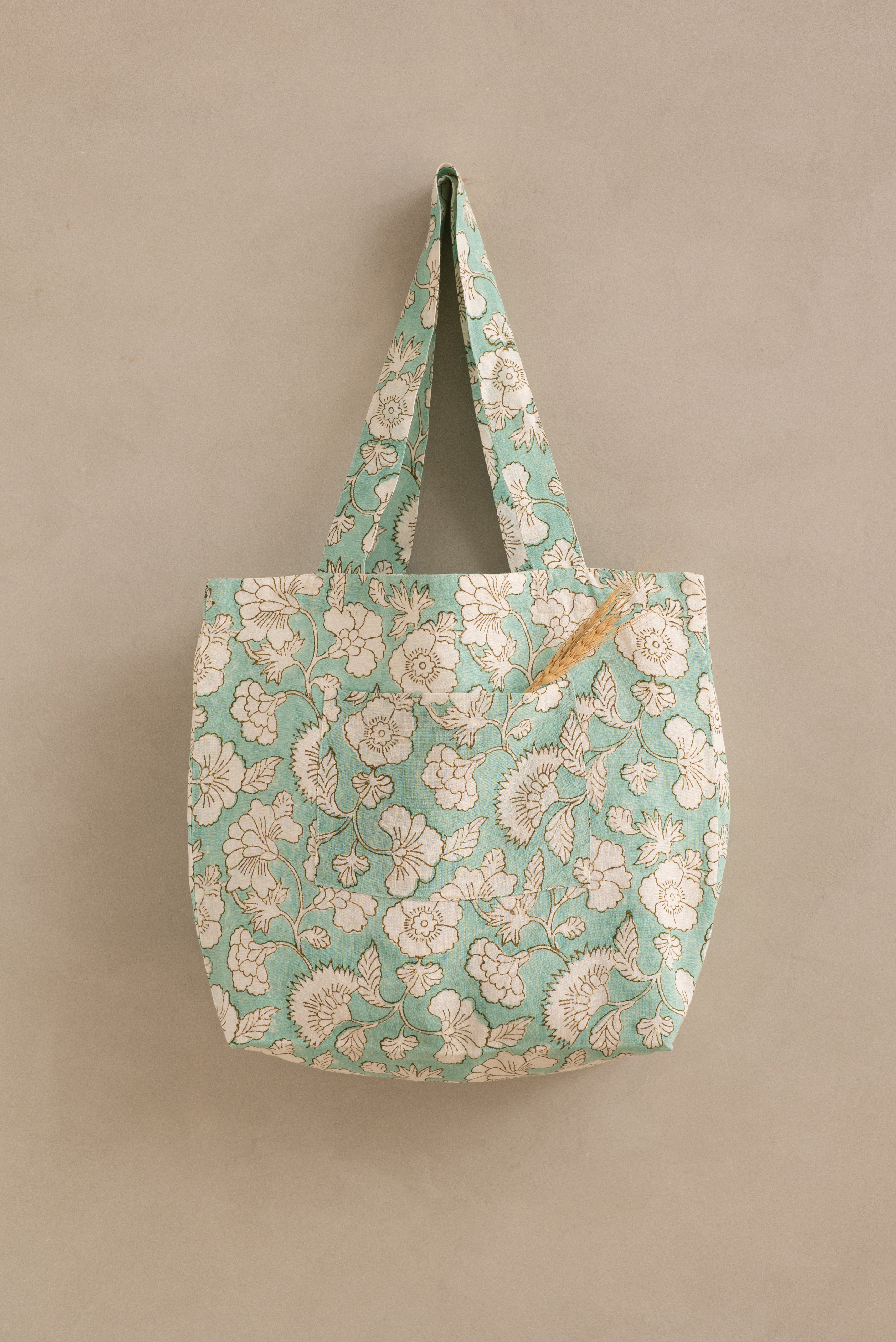 Linen Camellia Tote Bag