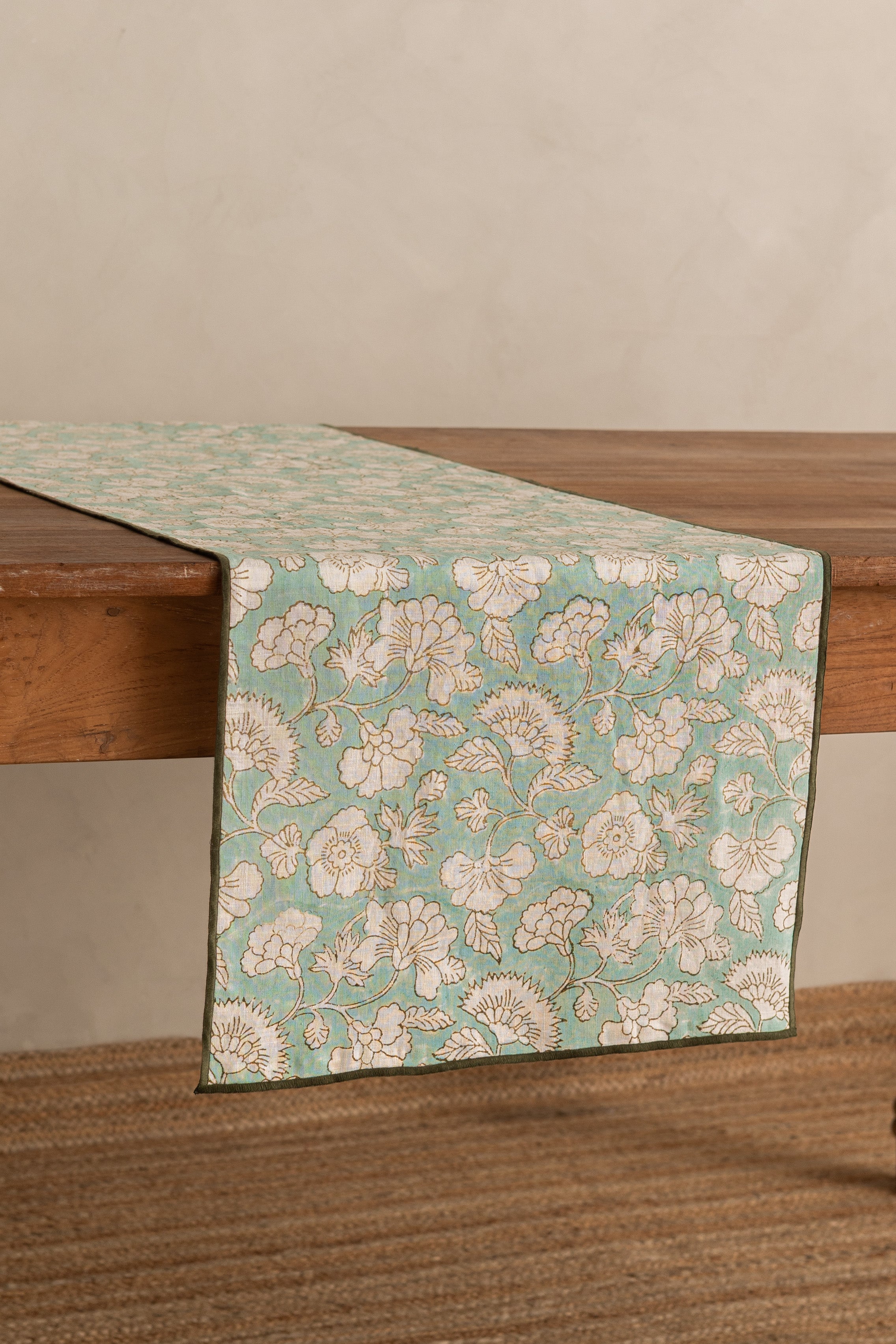 Linen Camellia Table Runner