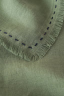 Linen Fringe me kantha Table Runner