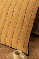 Linen Ebon Quilted Cushion Cover