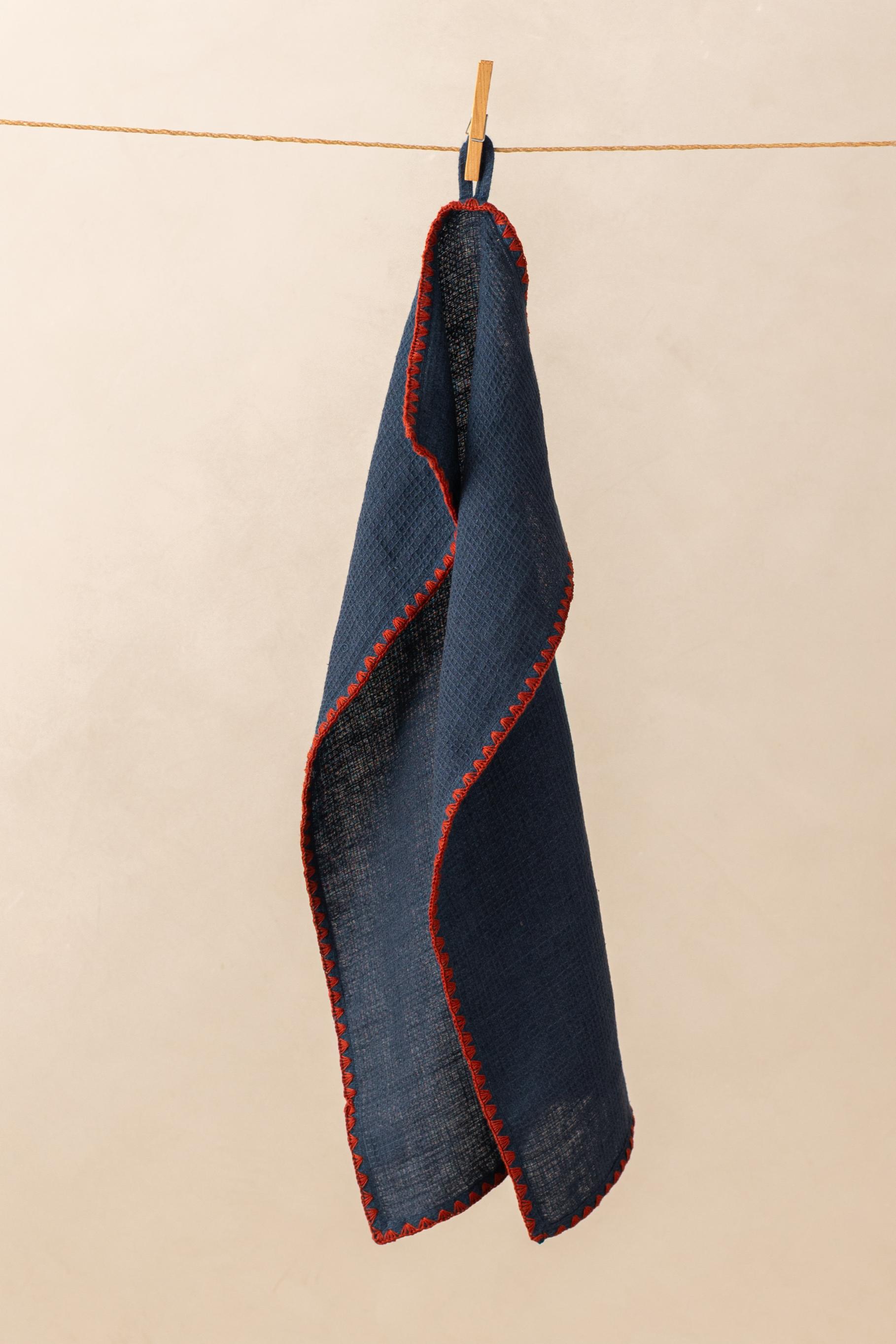 Linen Velour Waffle Kitchen Towel