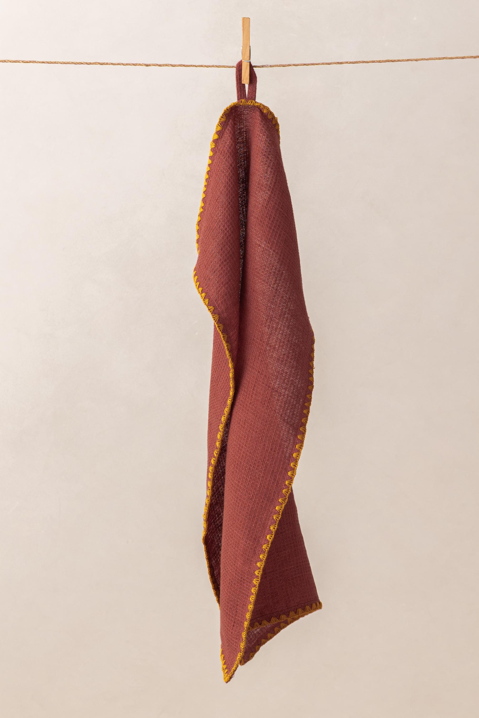 Linen Velour Waffle Kitchen Towel