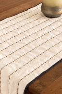 Linen Ebon Quilted Table Runner