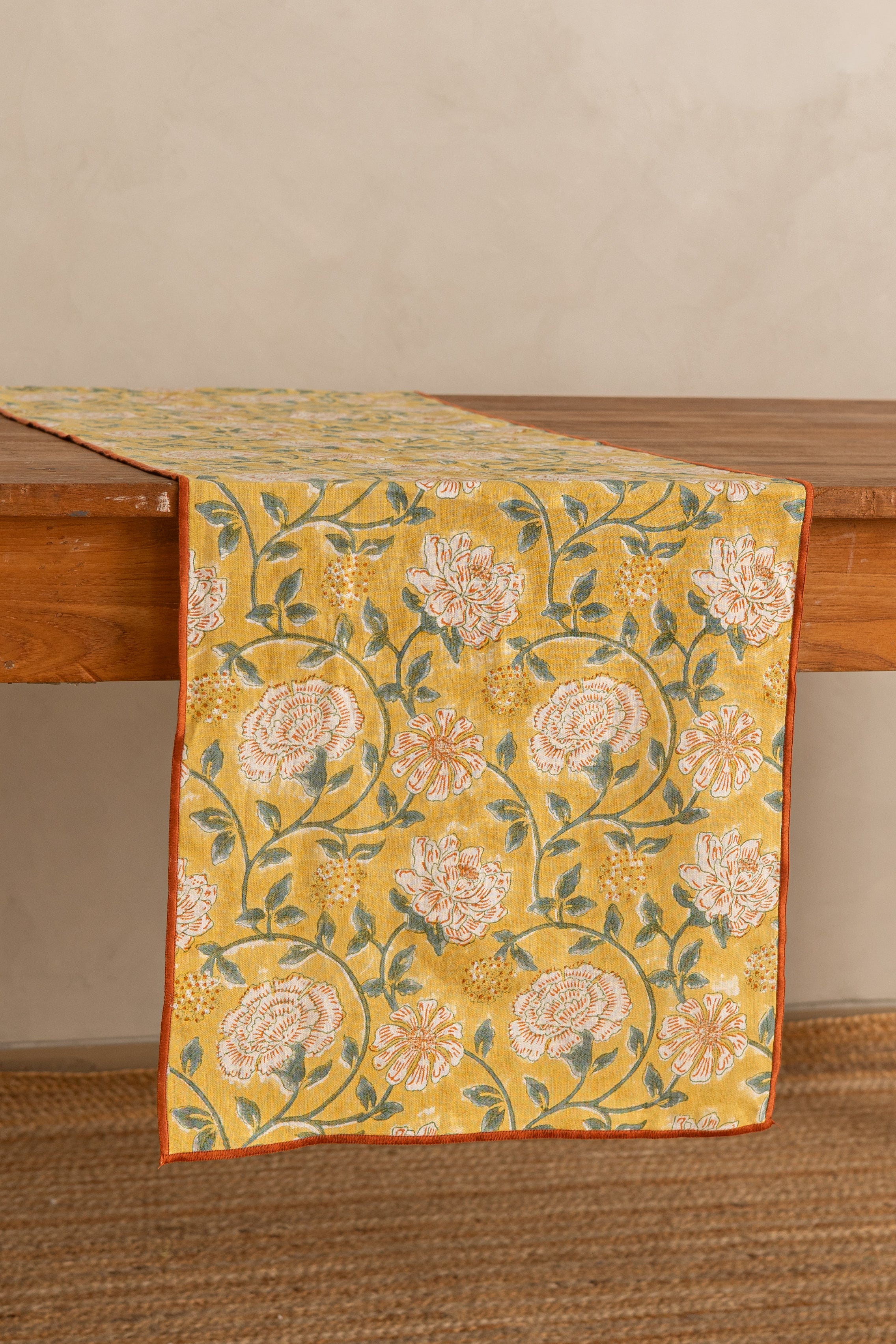 Linen Dahlia Table Runner