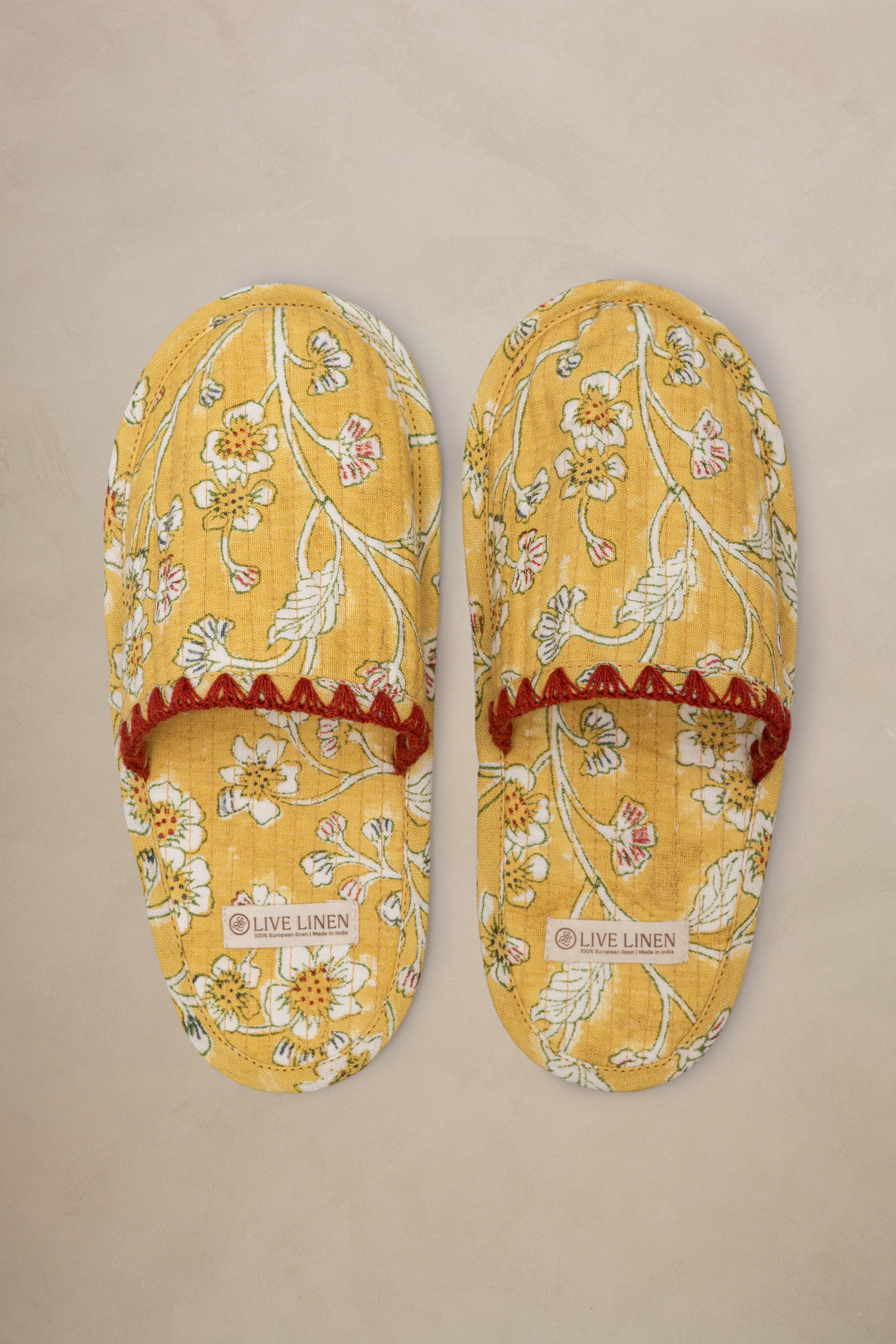 Linen Sprig Slippers