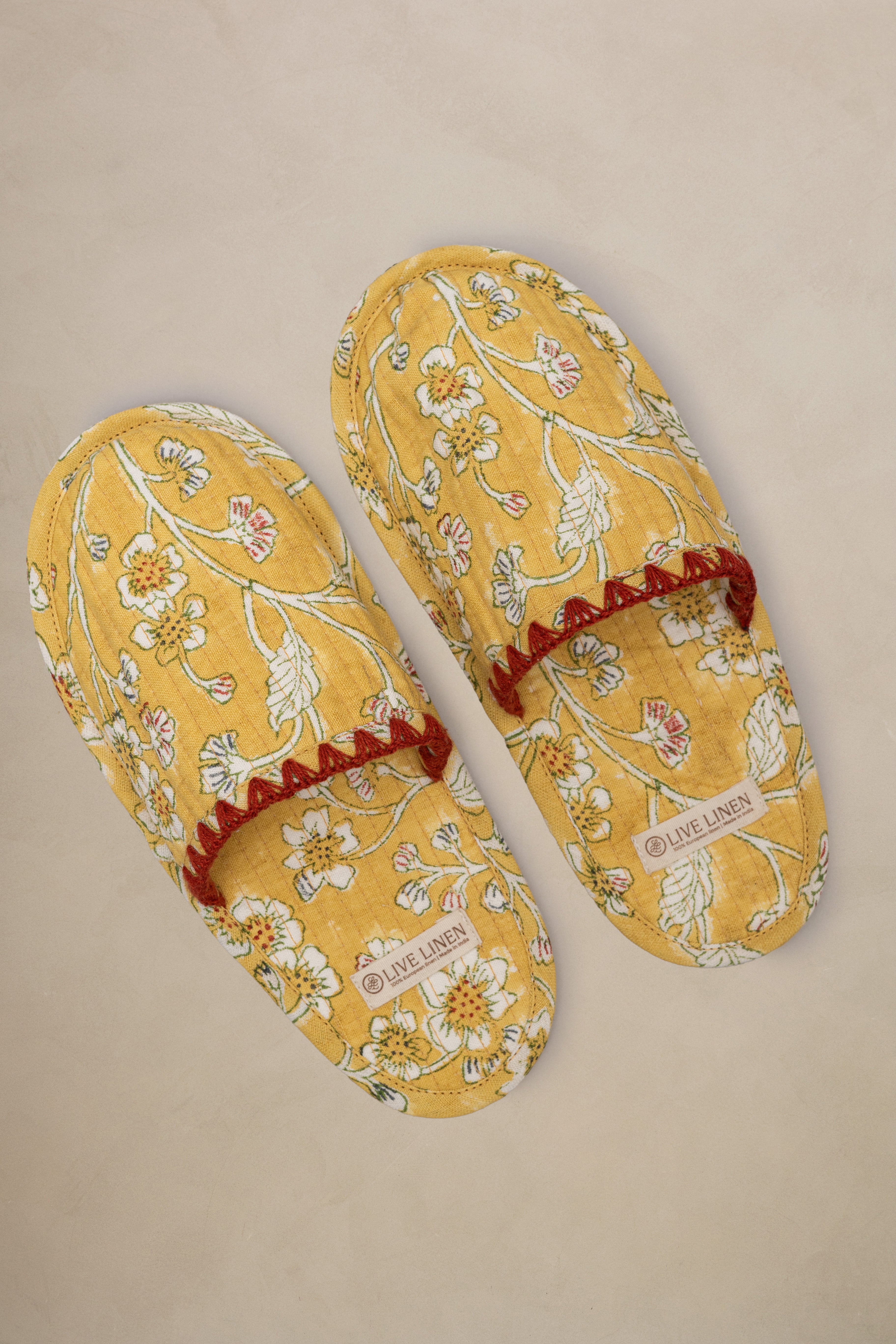 Linen Sprig Slippers