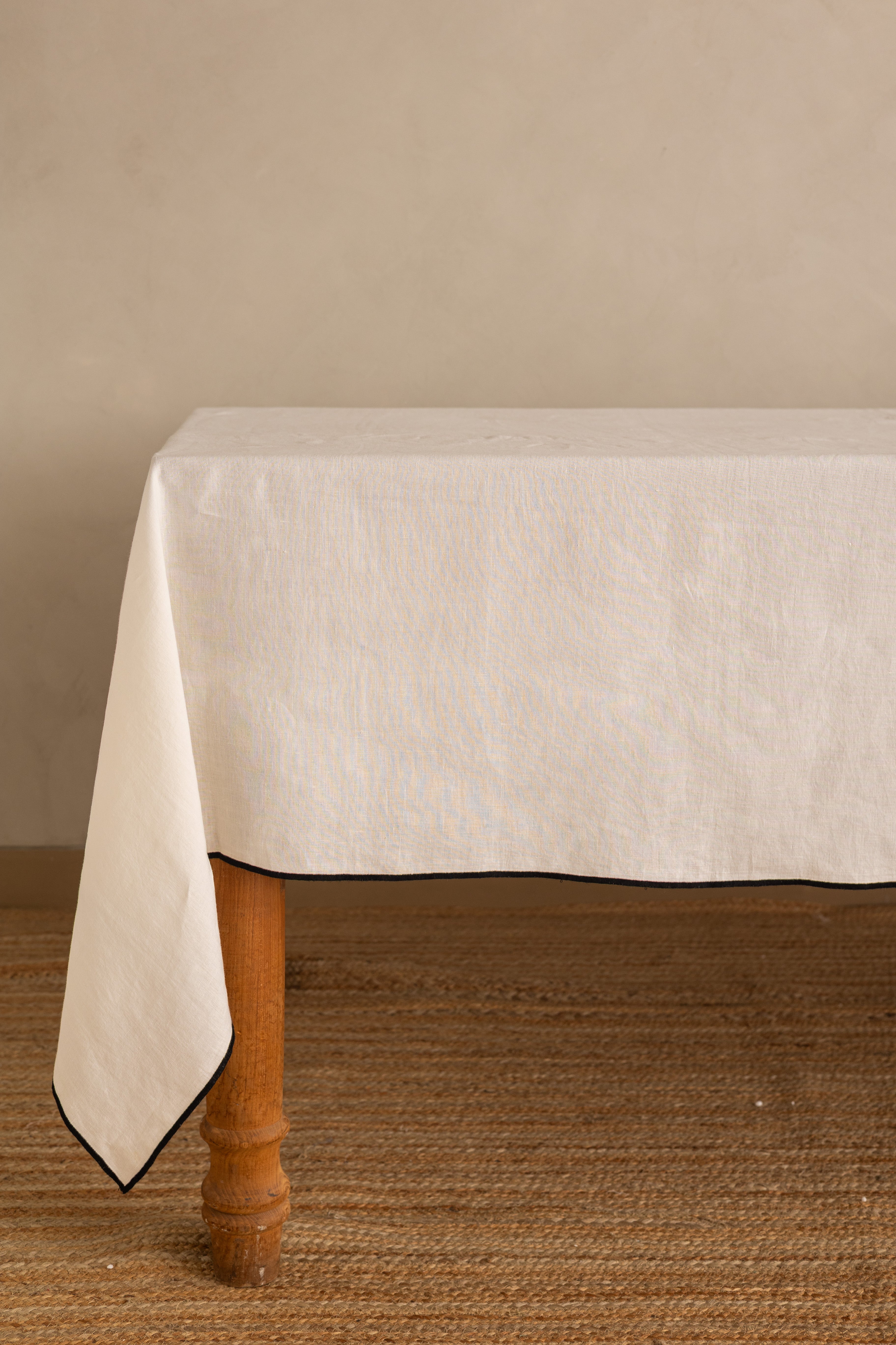 Linen Black Needled Tablecloth