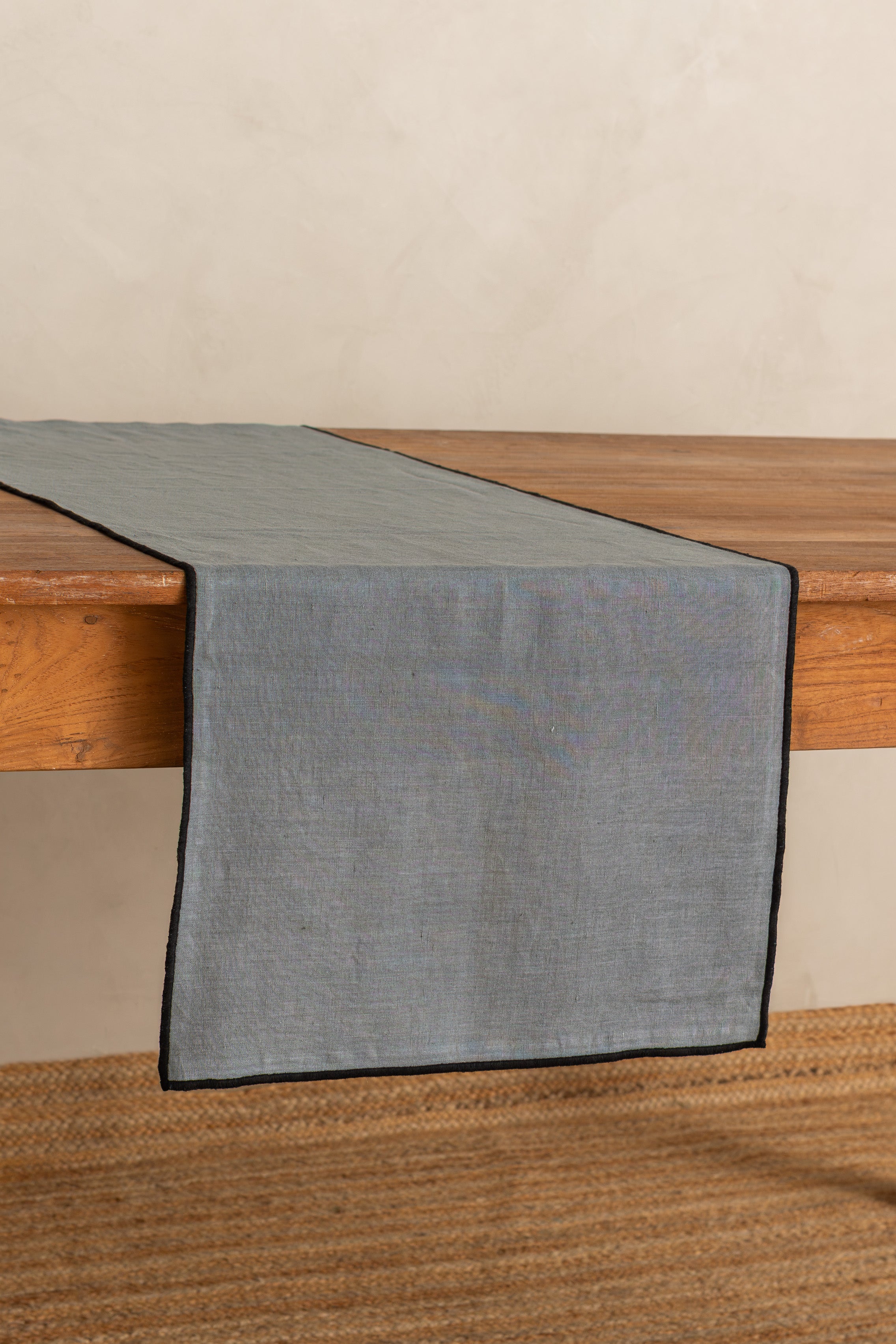 Linen Black Needled Table Runner