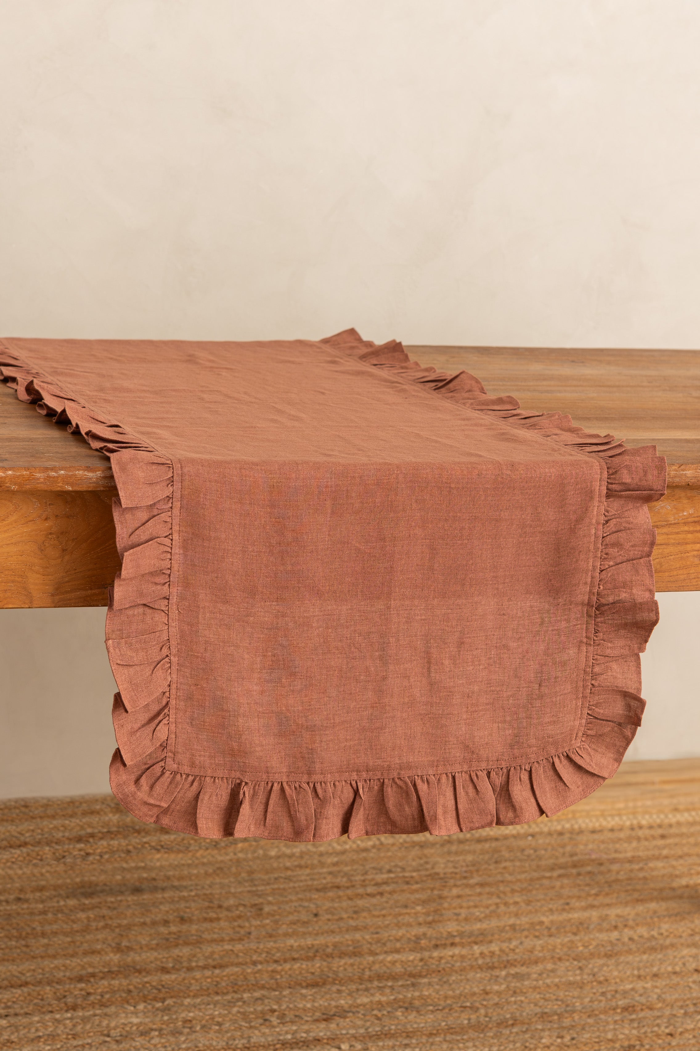 Linen Ruffle Medley Table Runner