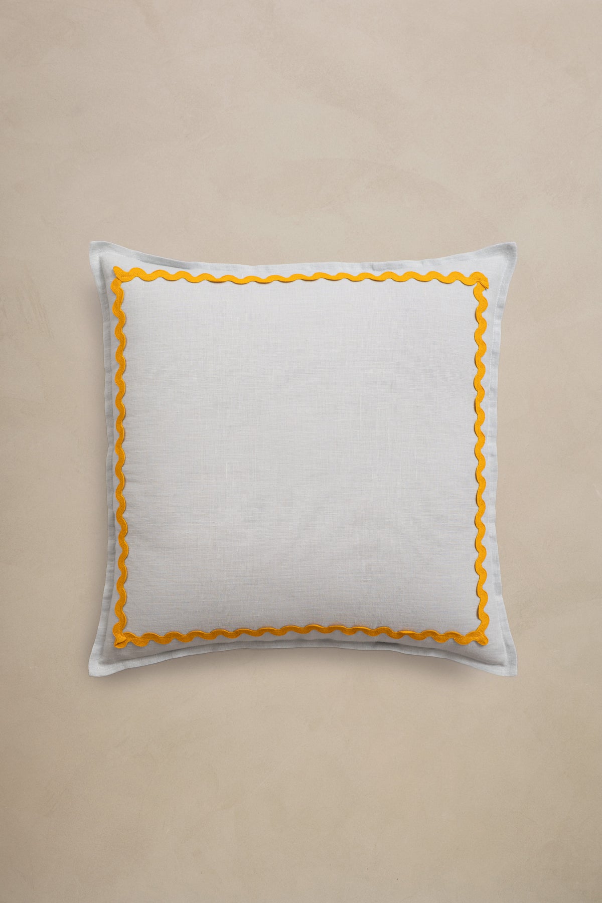Linen Yellow Lace Cushion Cover