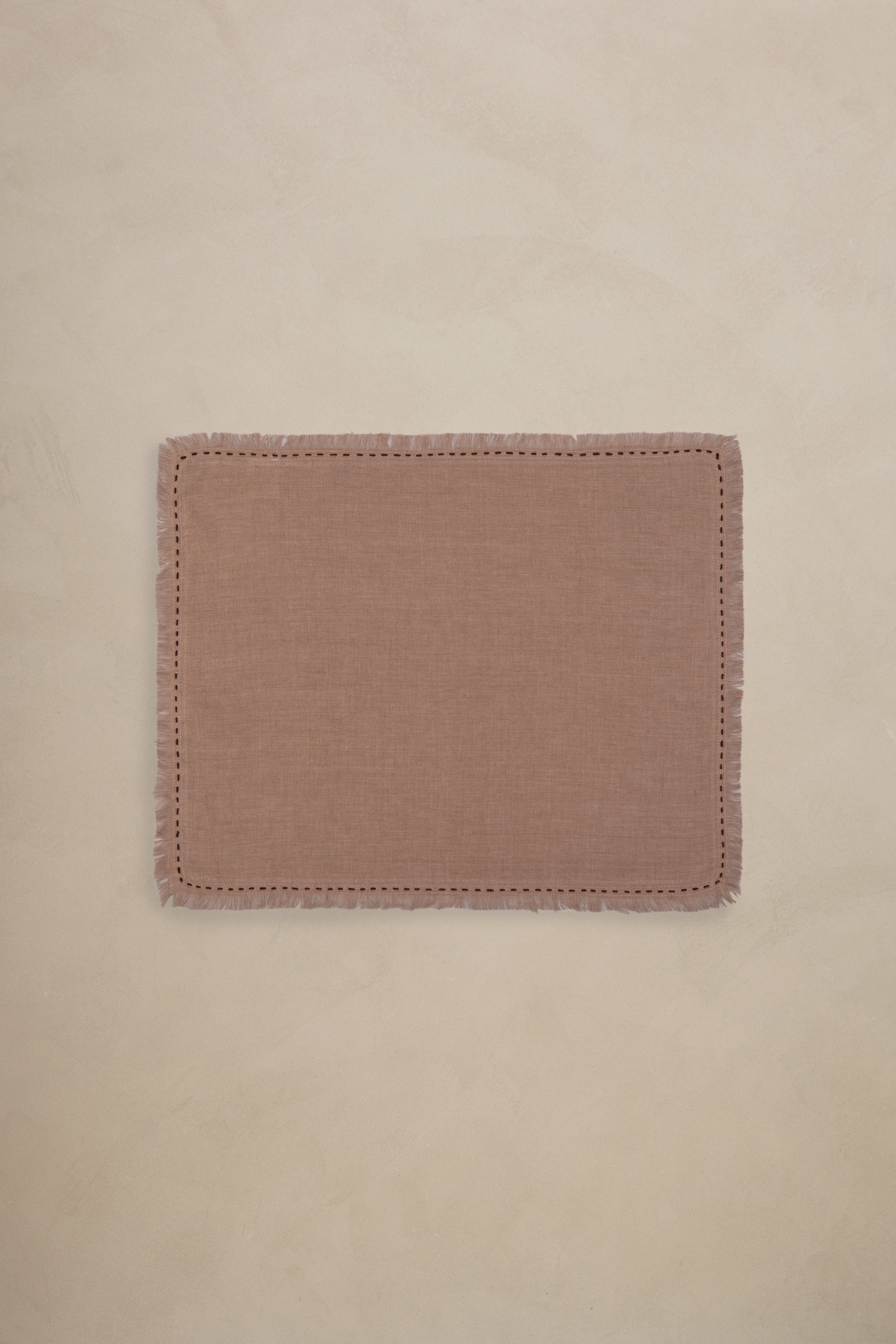 Linen Fringe Me Kantha Placemat Set