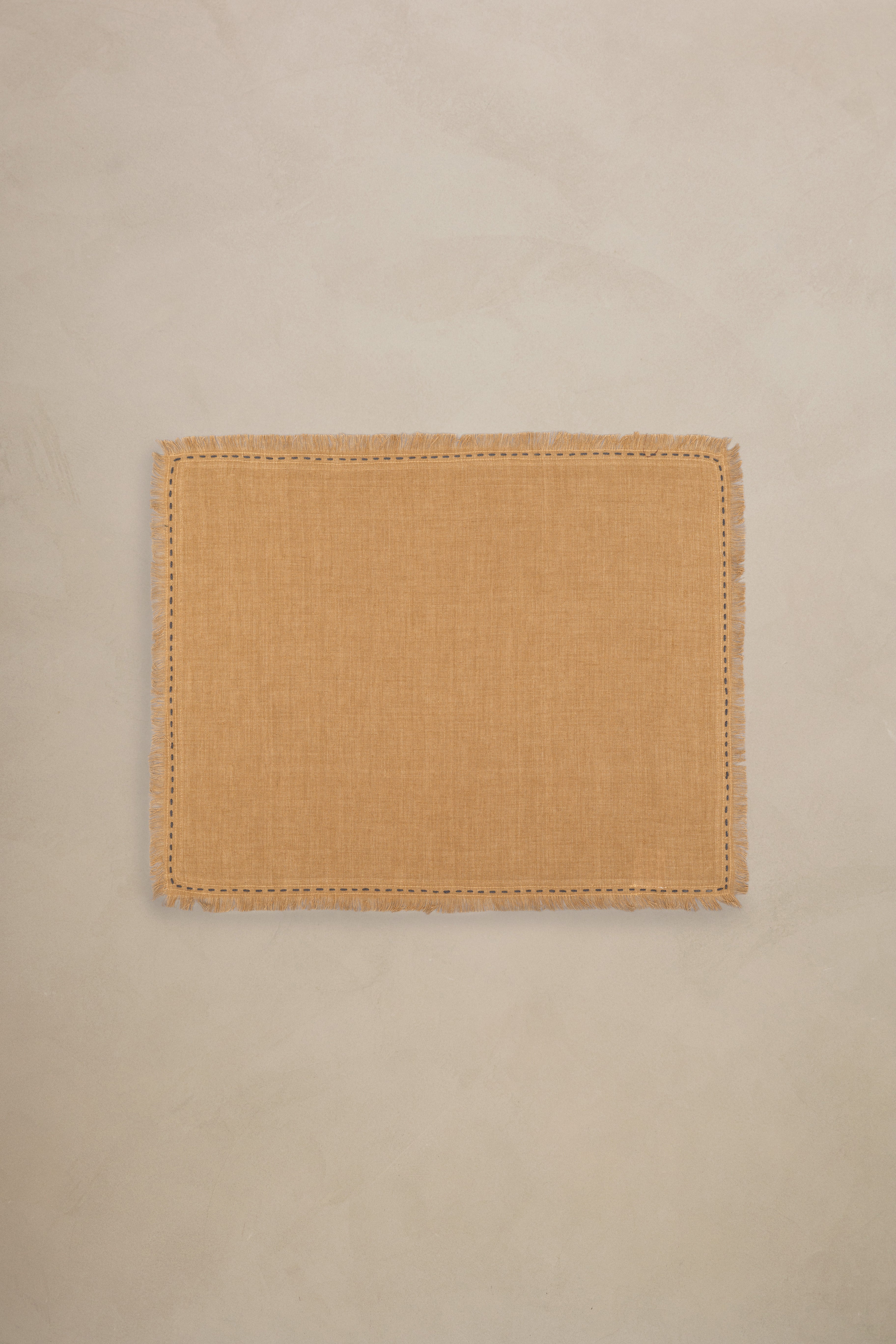 Linen Fringe Me Kantha Placemat Set