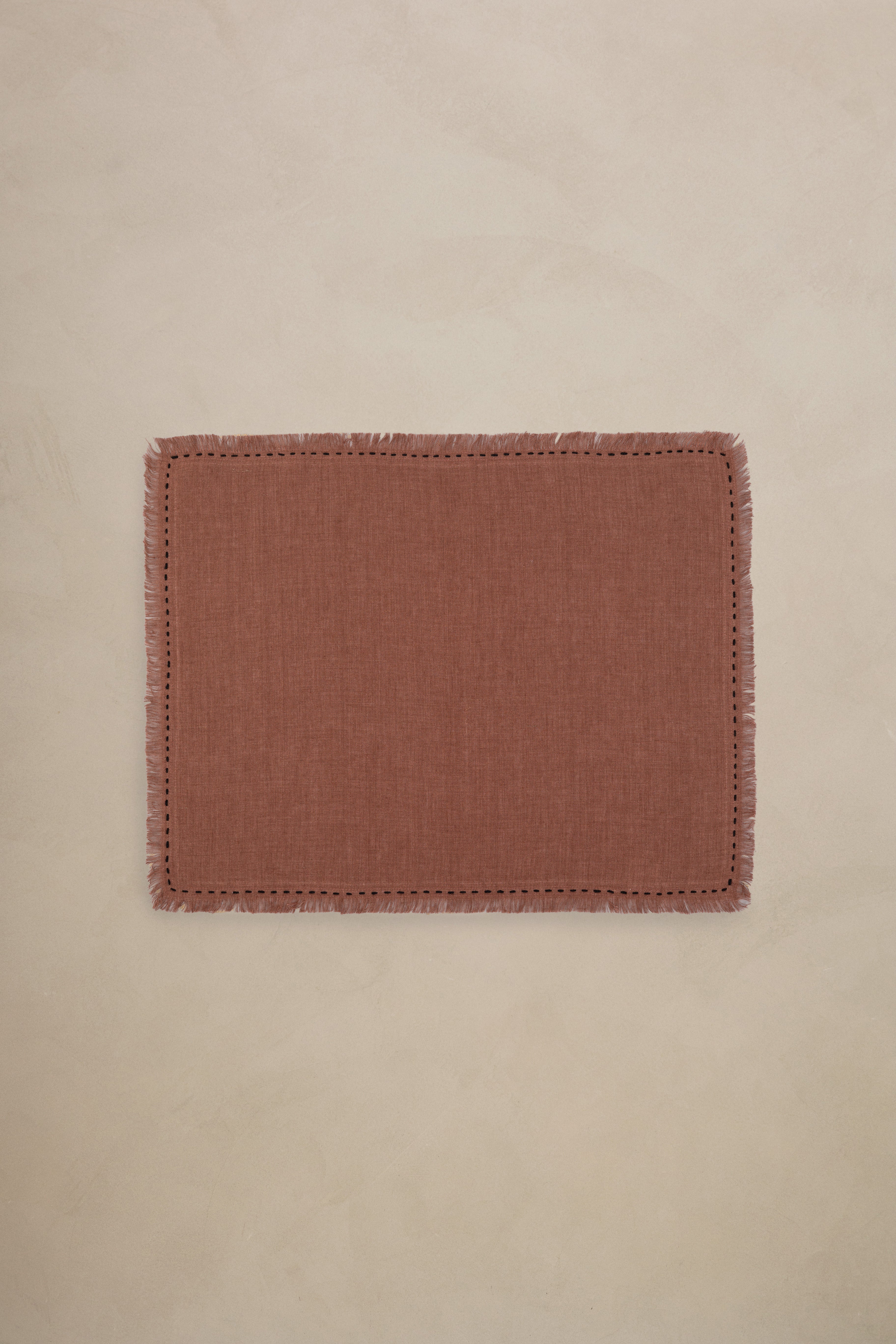 Linen Fringe Me Kantha Placemat Set