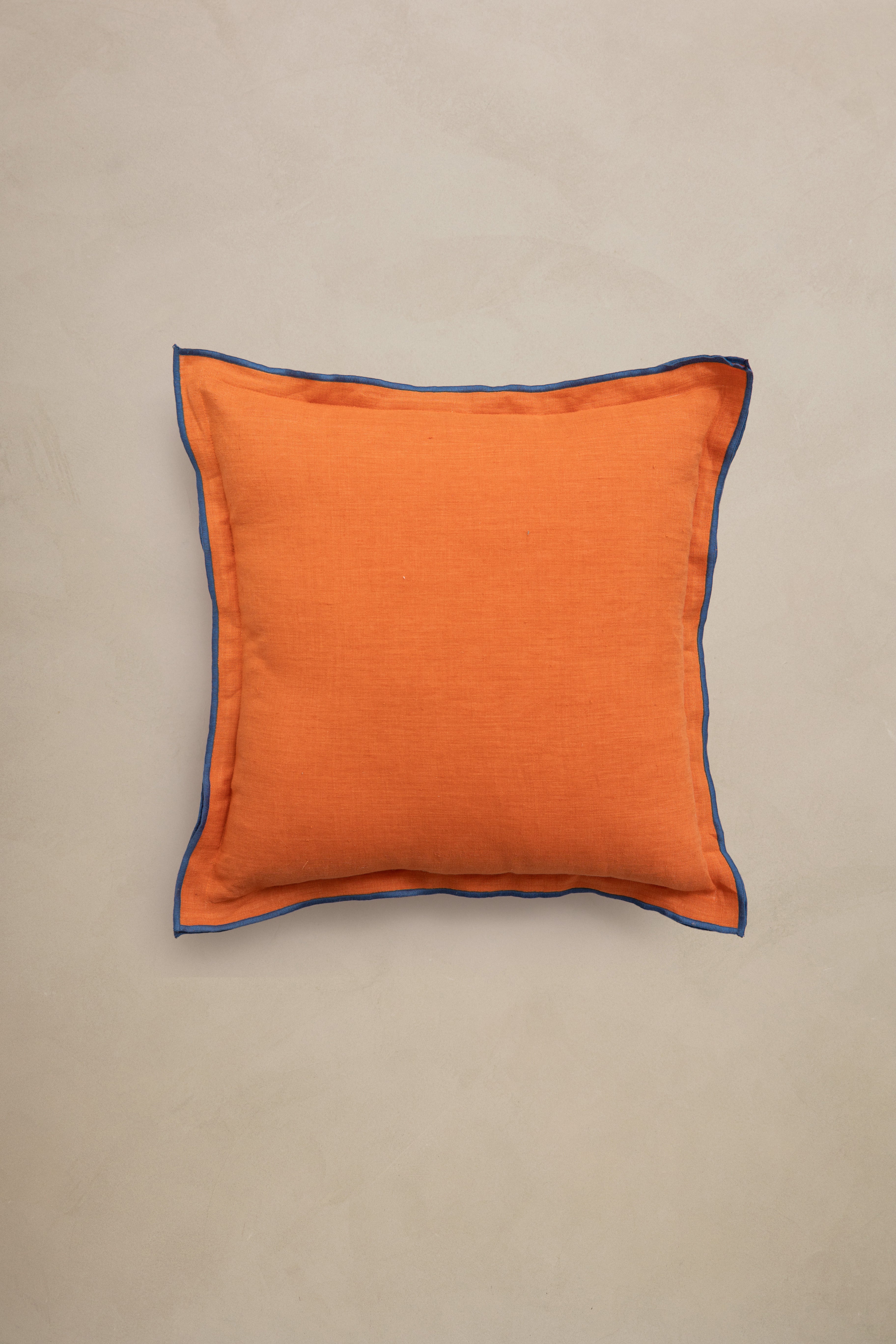 Linen Blue Needled Cushion Cover