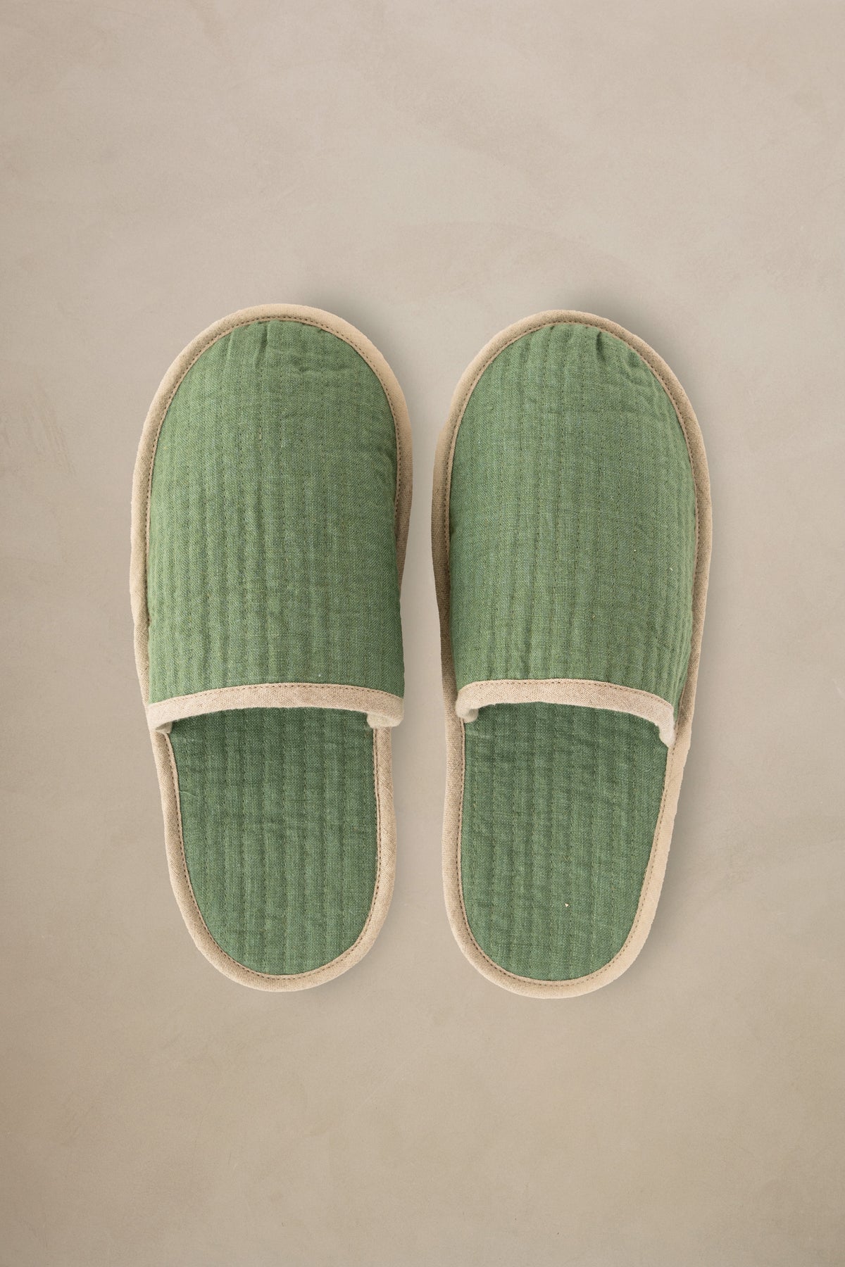 Linen Natural Piping Slippers