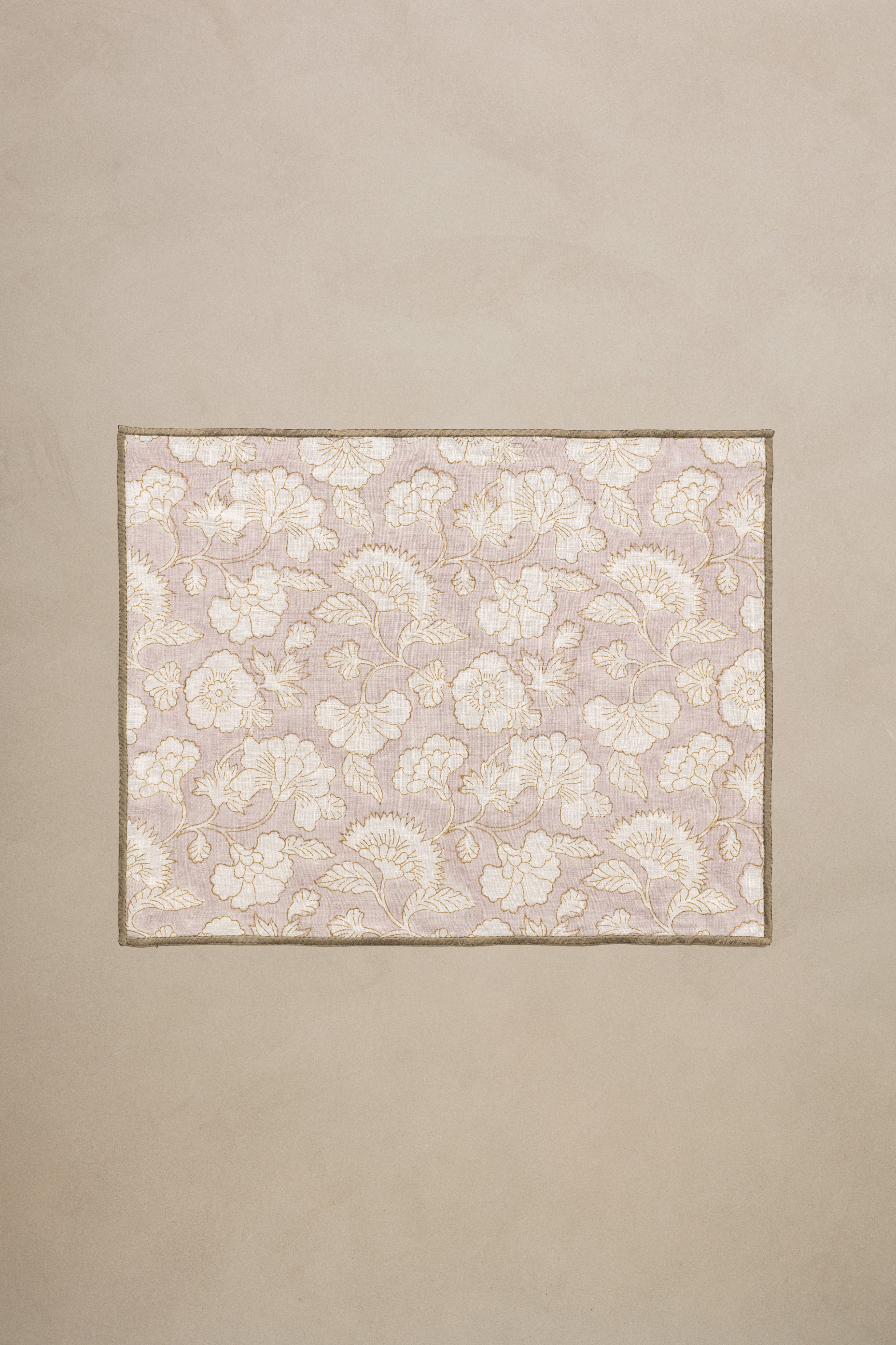 Linen Camellia Placemat Set