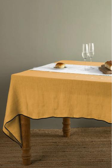 Linen Black Needled Tablecloth