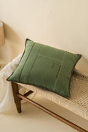 Linen Floret Cushion Cover-Retro Green