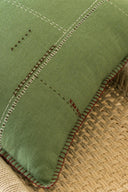 Linen Floret Cushion Cover-Retro Green
