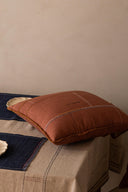 Linen Floret Cushion Cover-Cinnamon Brown