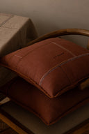 Linen Floret Cushion Cover-Cinnamon Brown