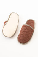 Linen Natural Piping Slippers