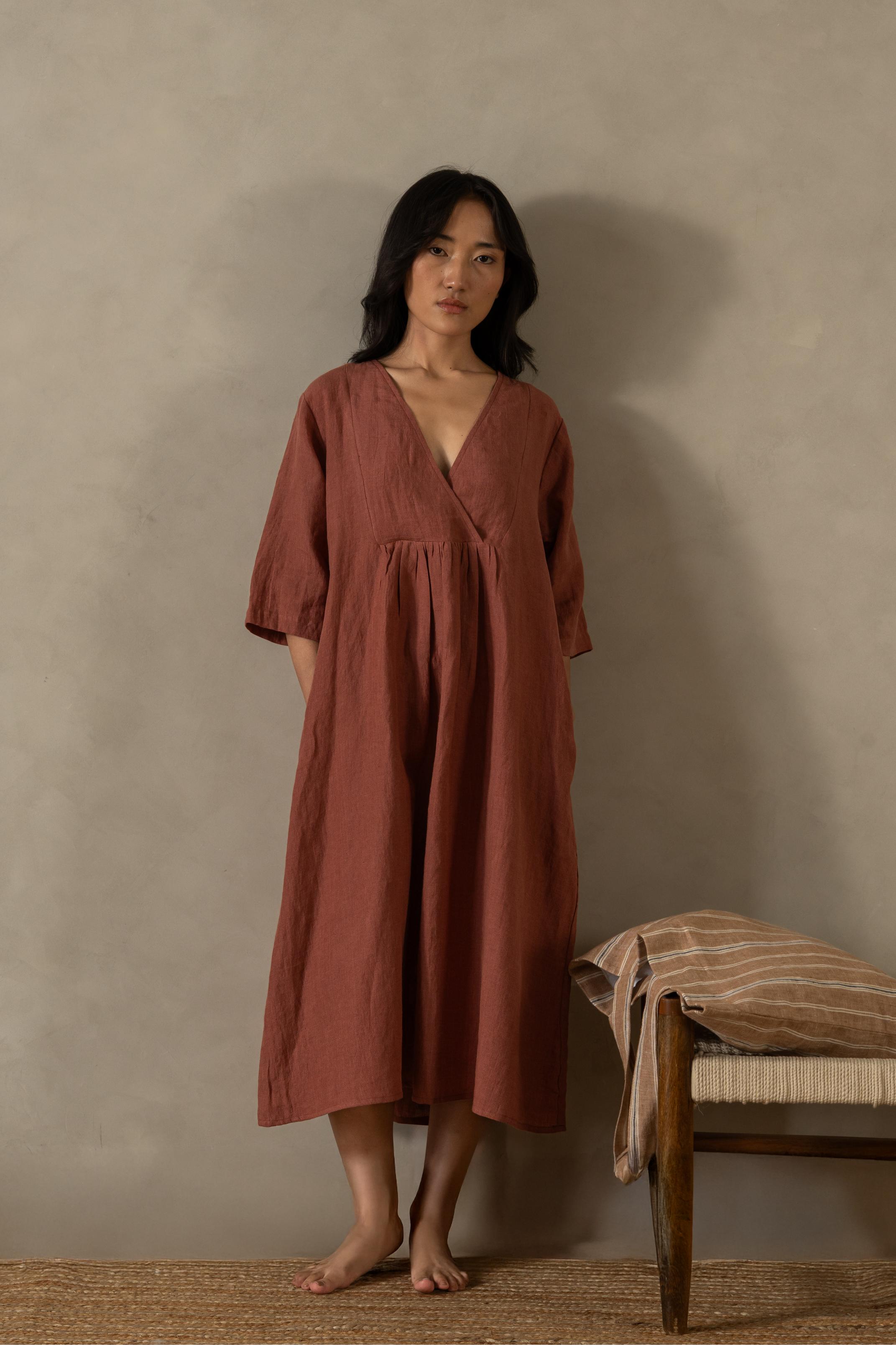 Linen Citrus Midi Dress