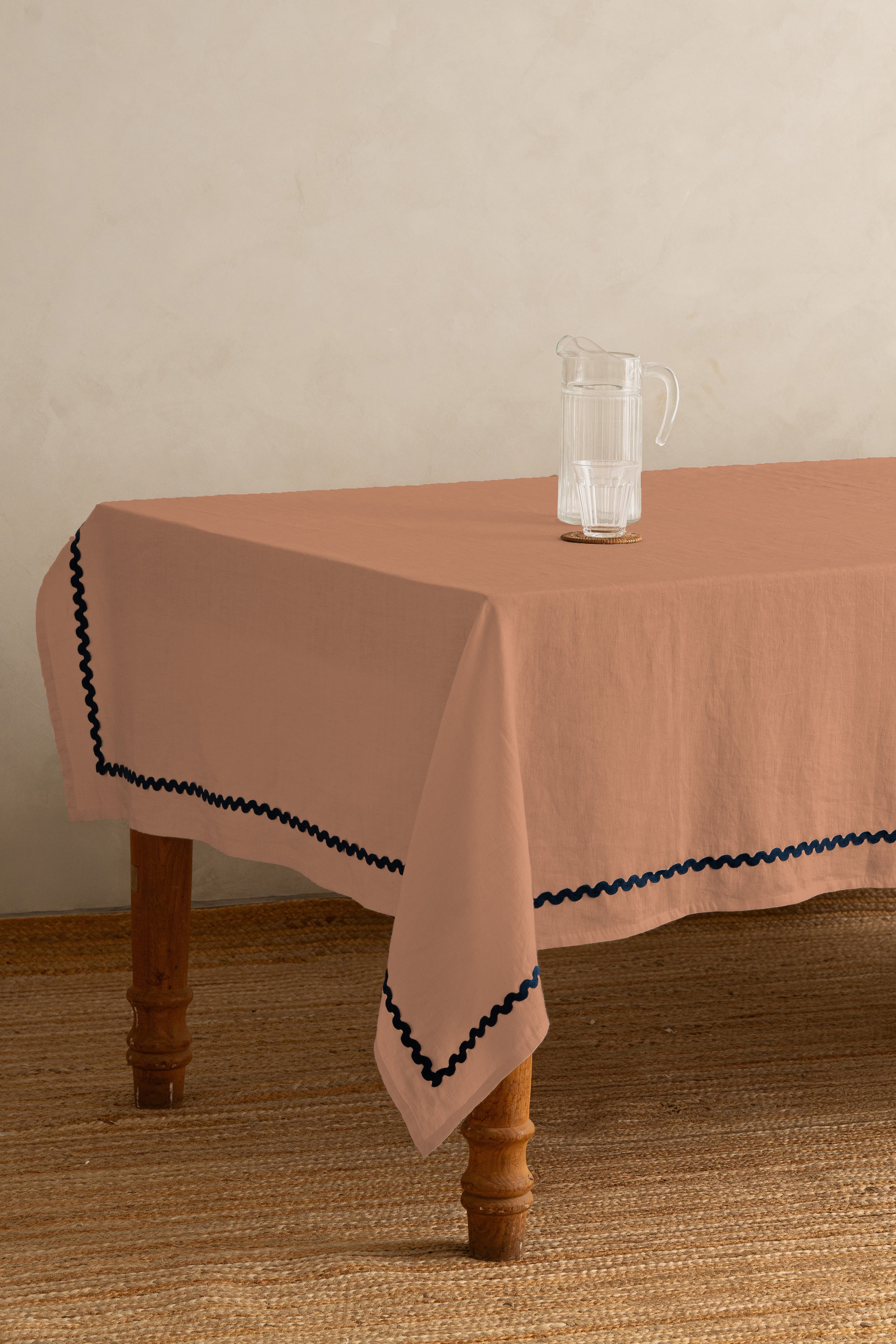 Linen Blue Lace Tablecloth