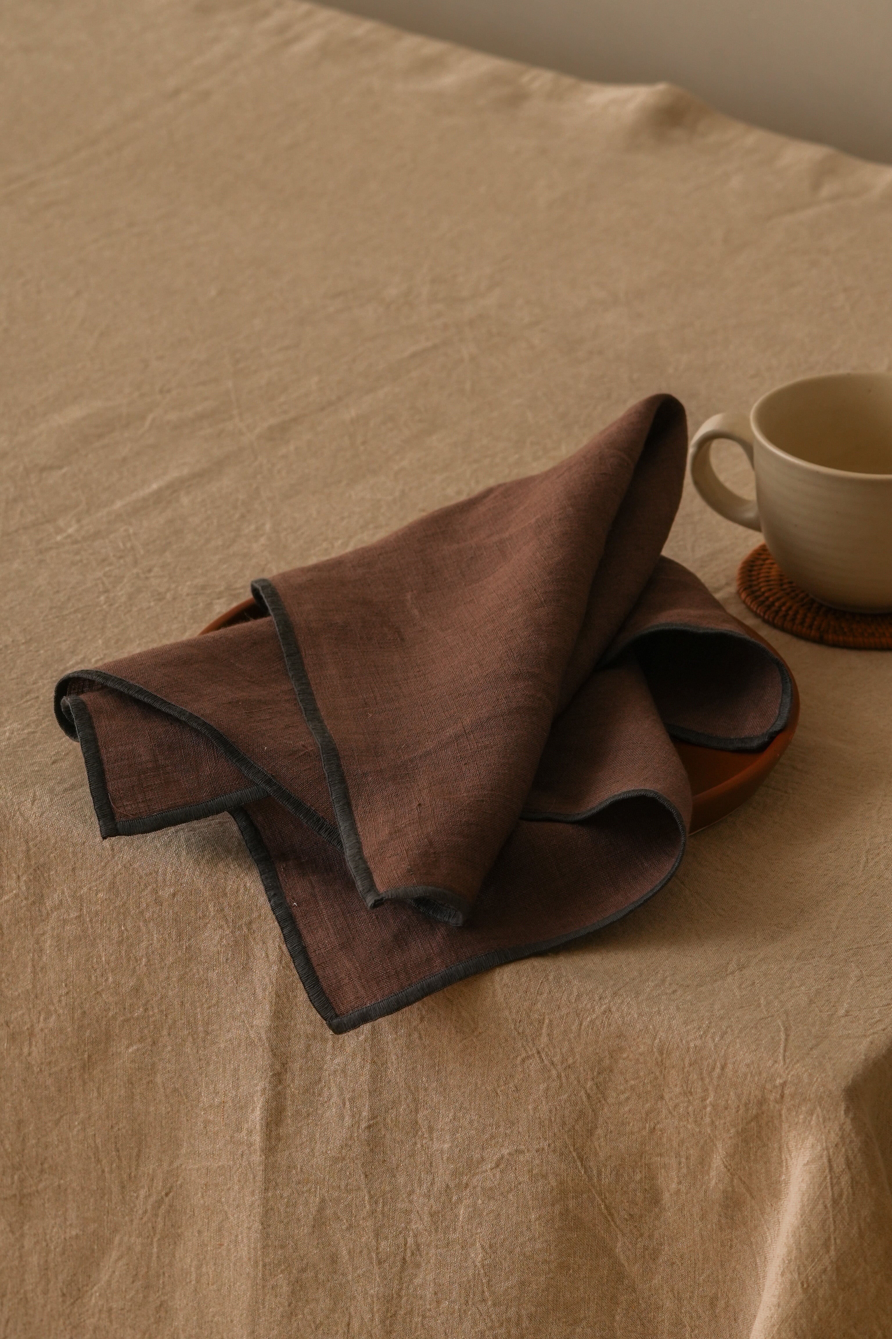 Linen Grey Needled Napkin Set