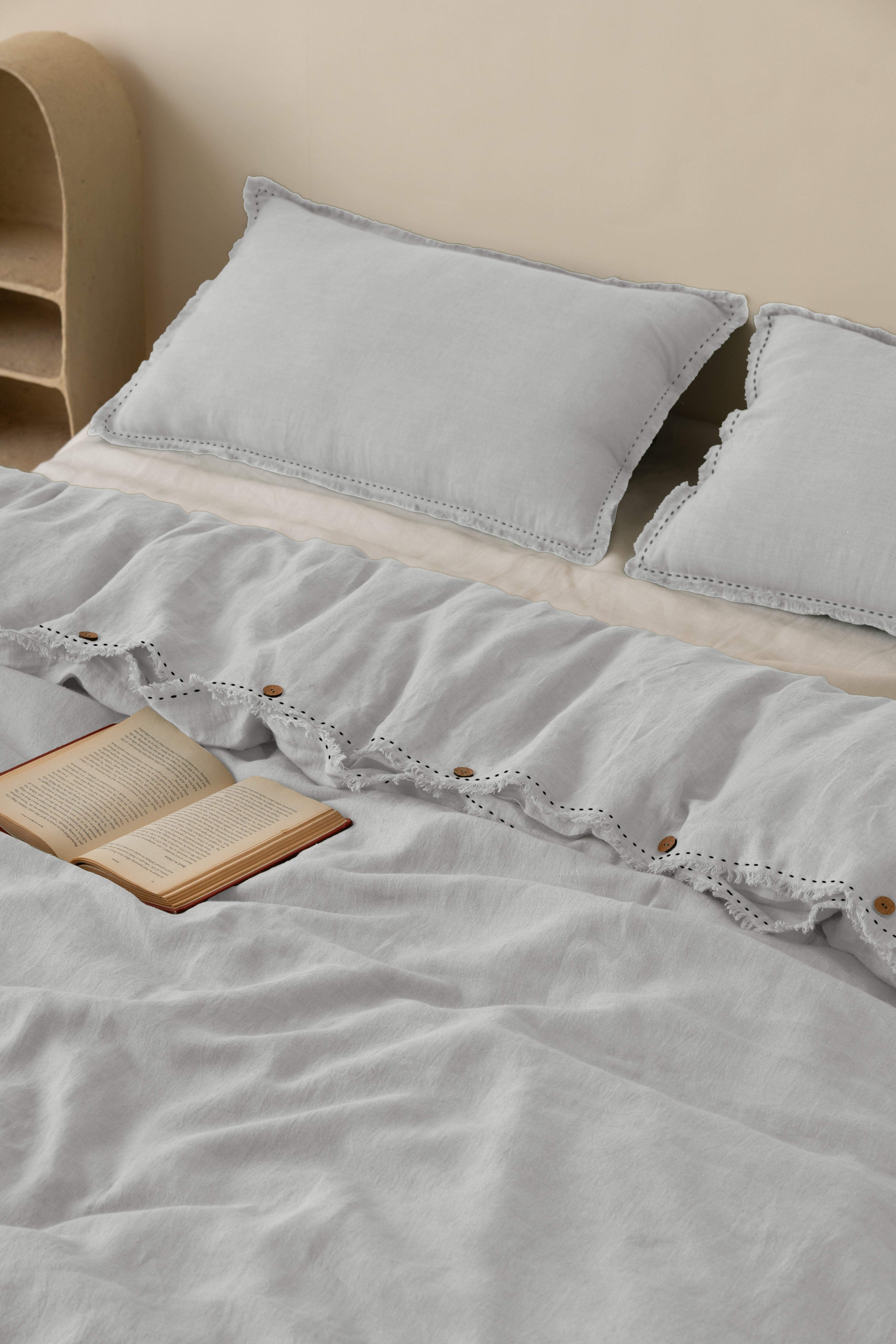 Linen Fringe Me Kantha Duvet Cover