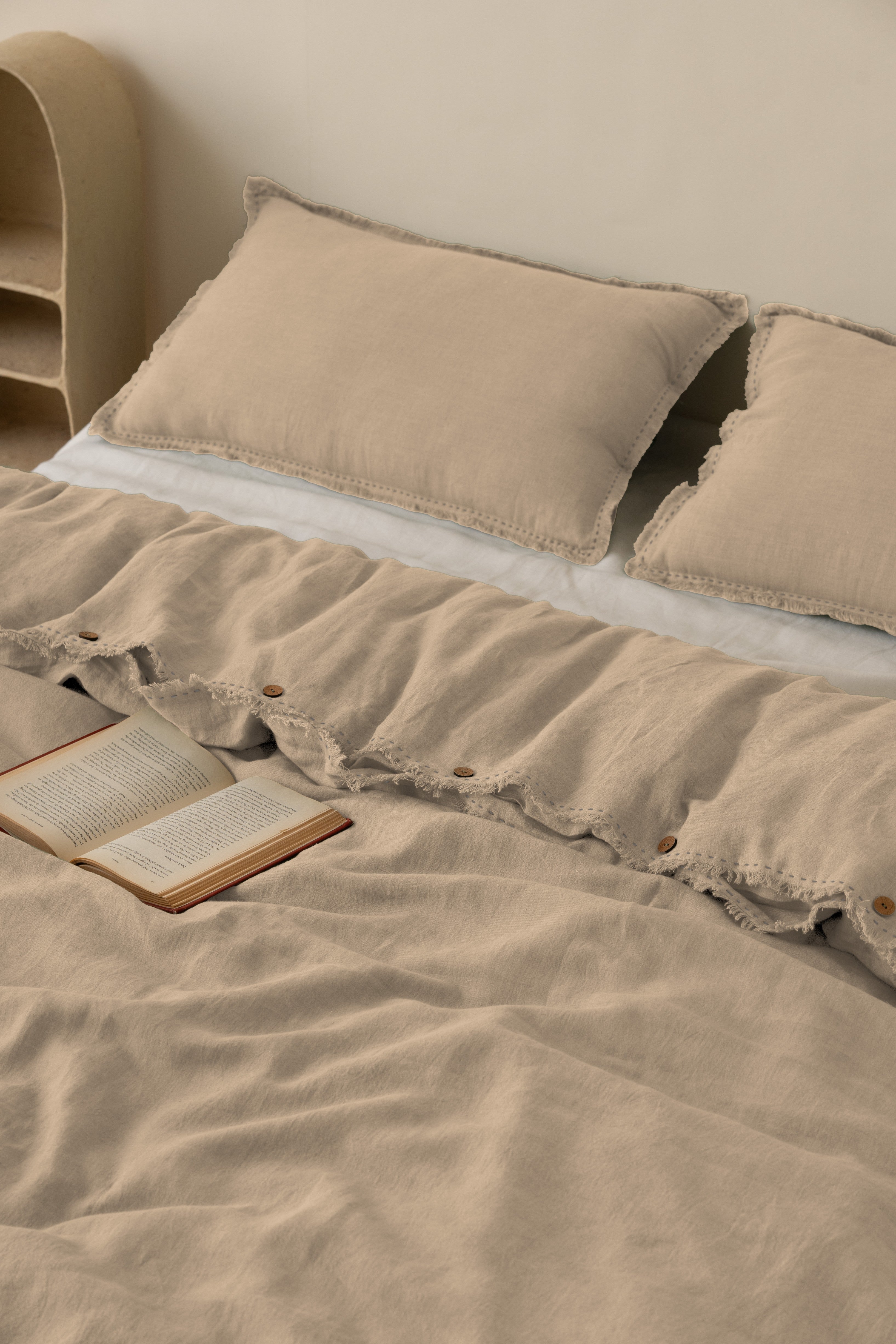 Linen Fringe Me Kantha Duvet Cover