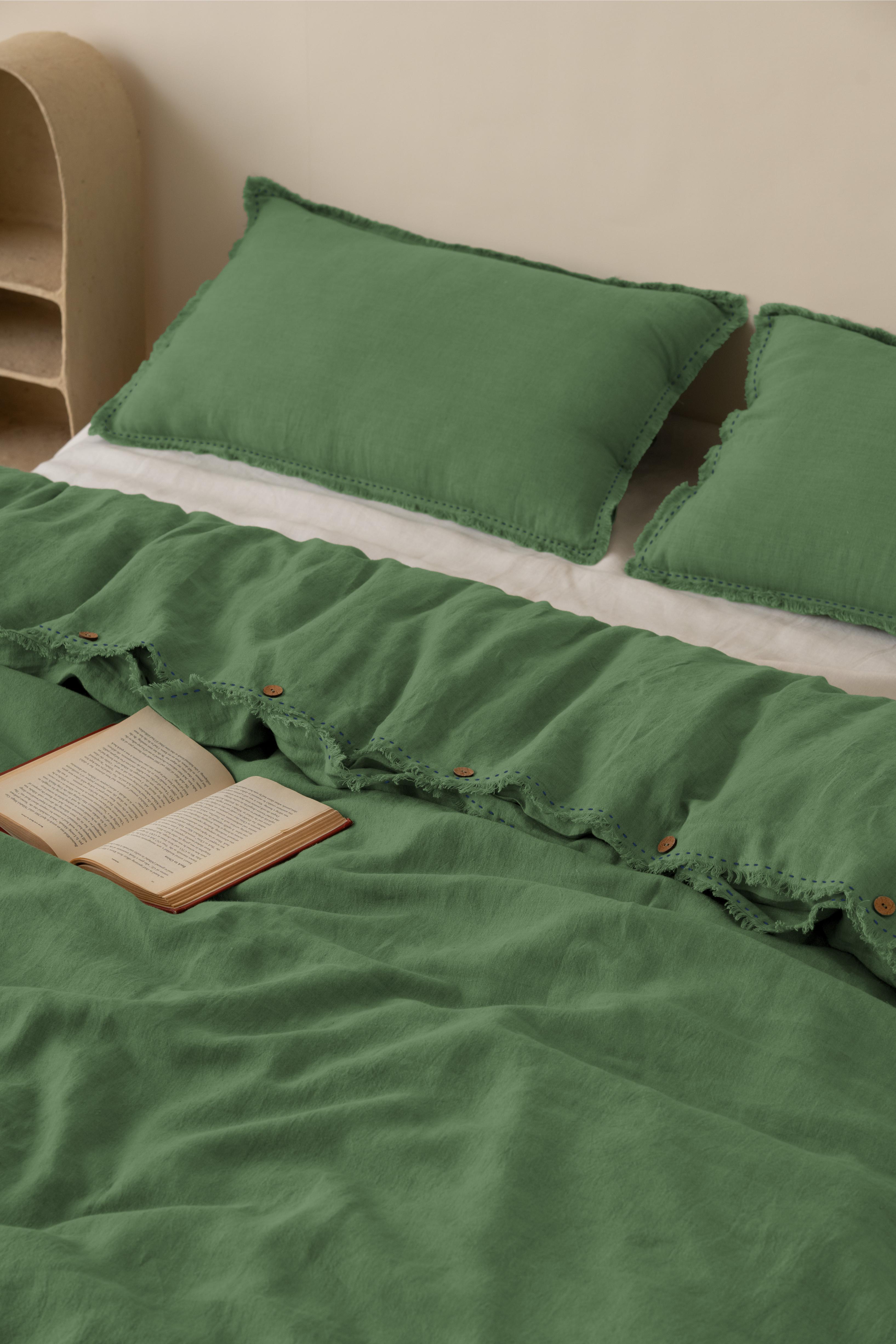 Linen Fringe Me Kantha Duvet Cover