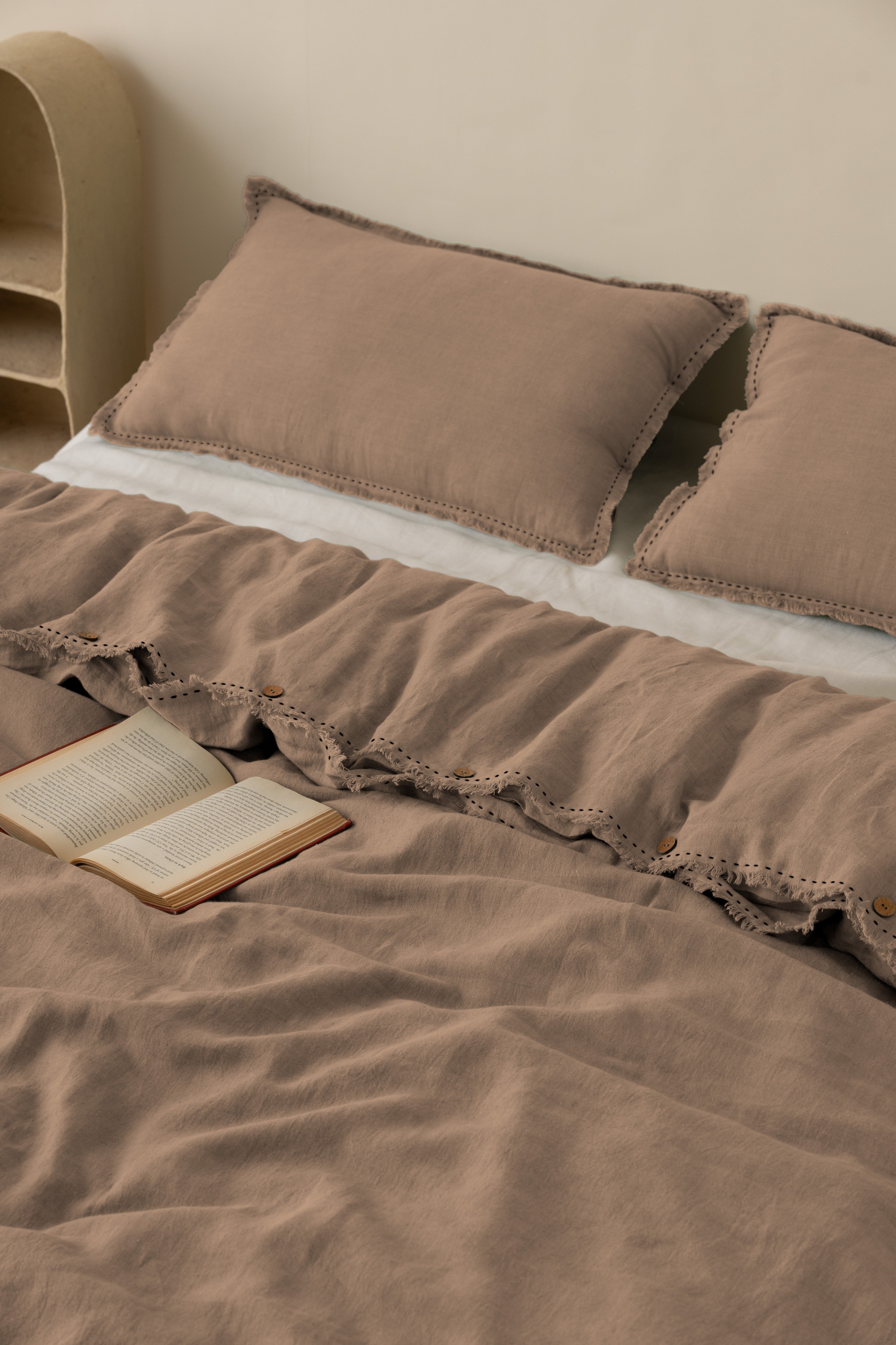Linen Fringe Me Kantha Duvet Cover