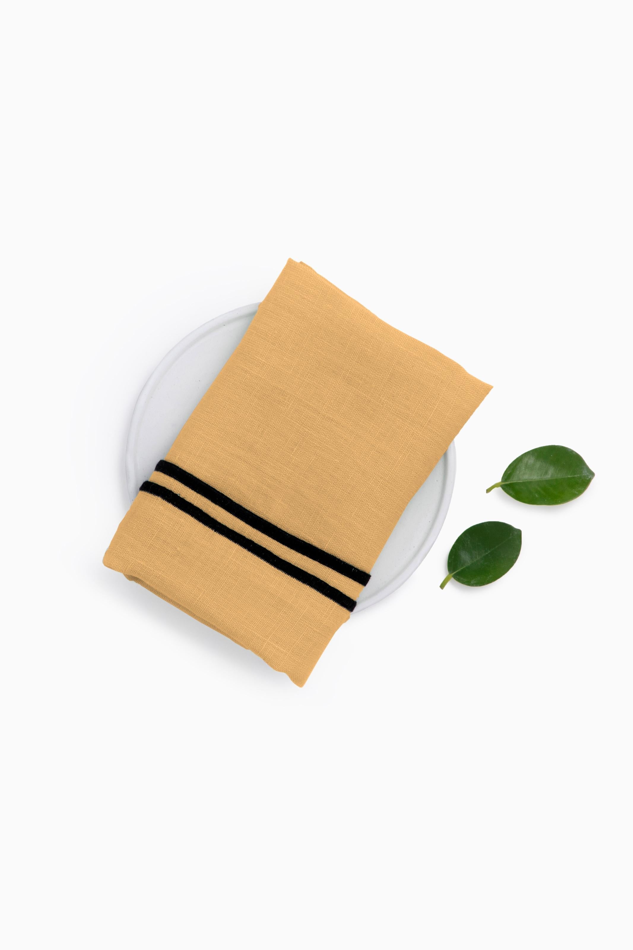 Linen Black Needled Napkin Set
