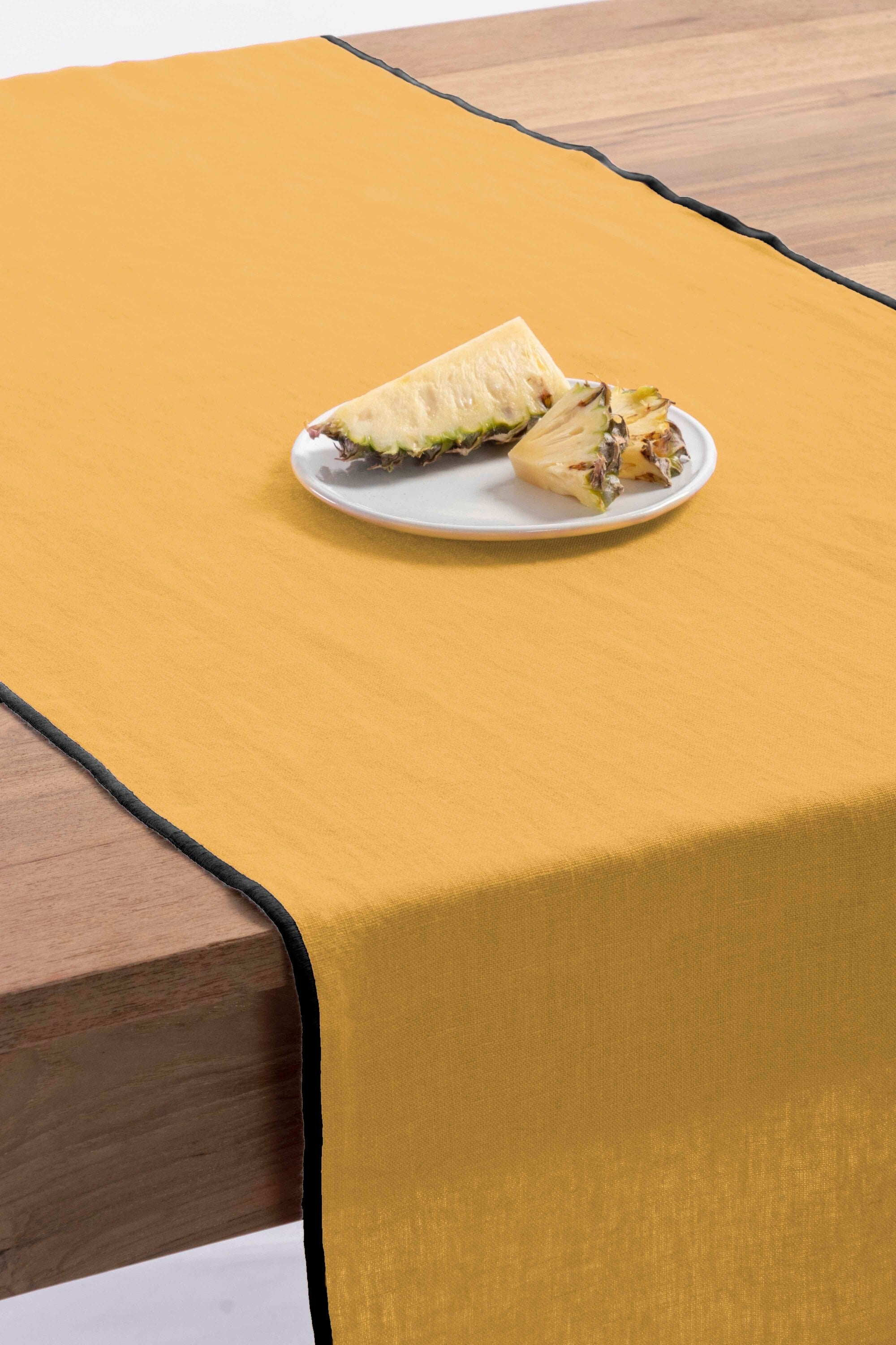 Linen Black Needled Table Runner