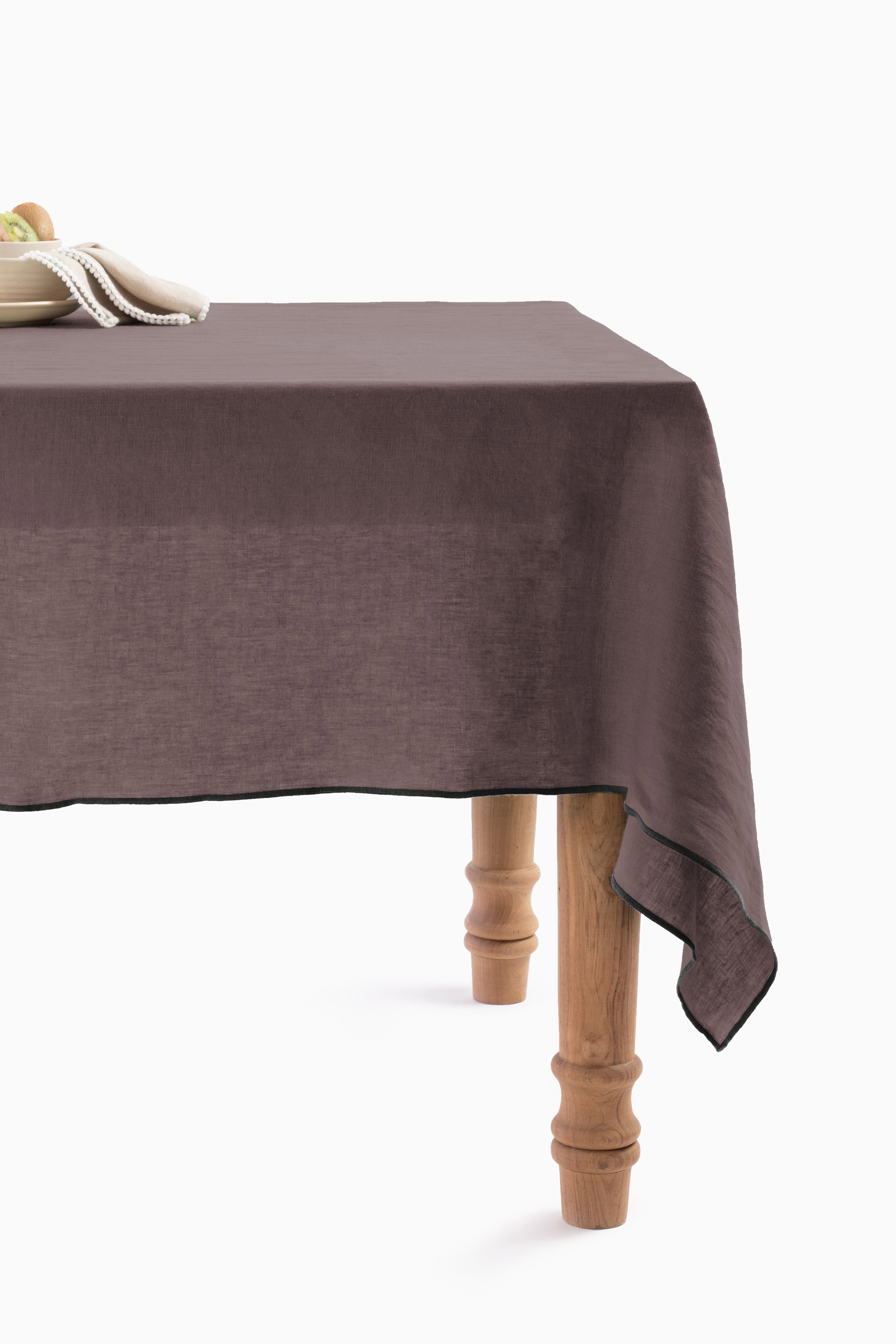 Linen Black Needled Tablecloth