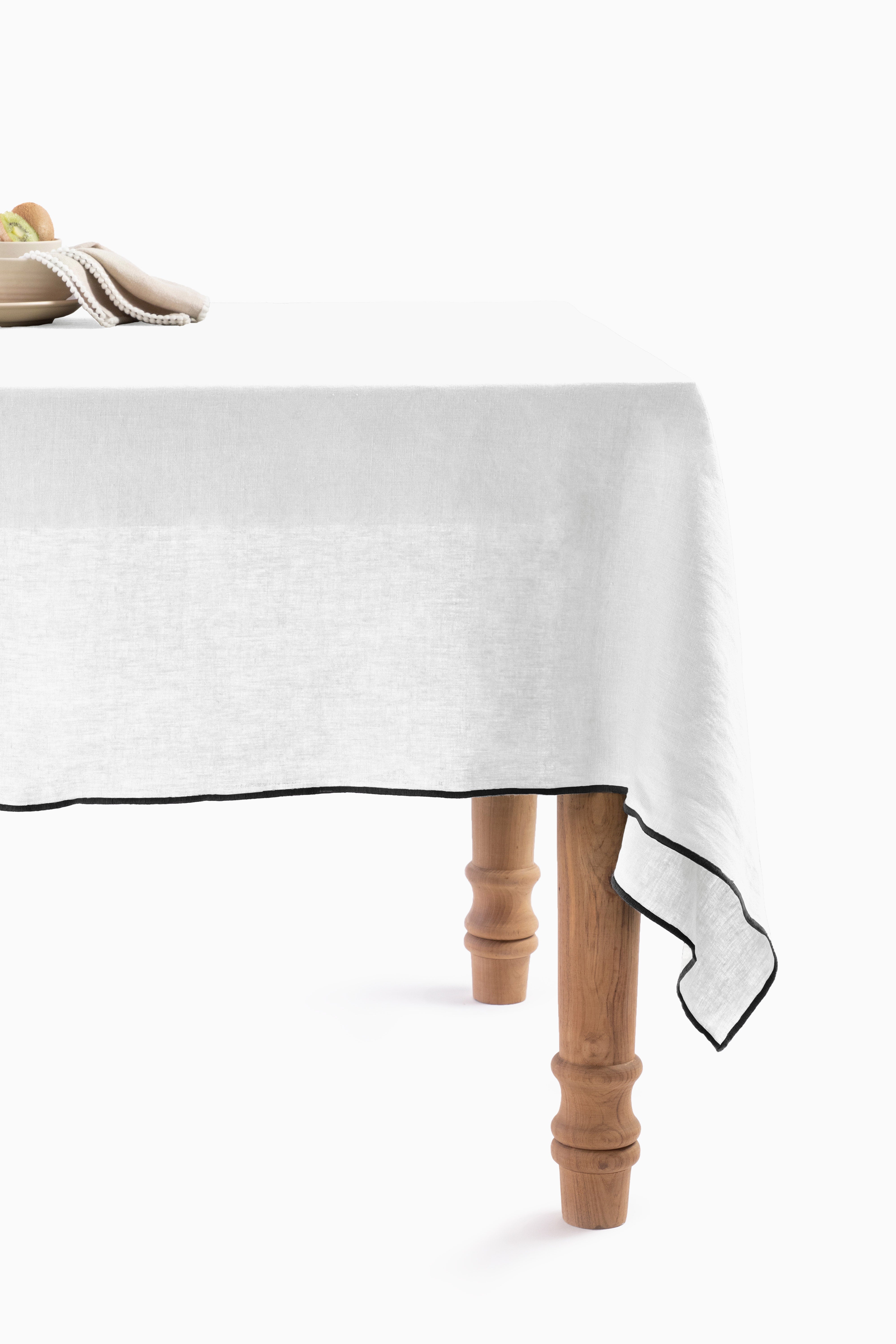 Linen Black Needled Tablecloth