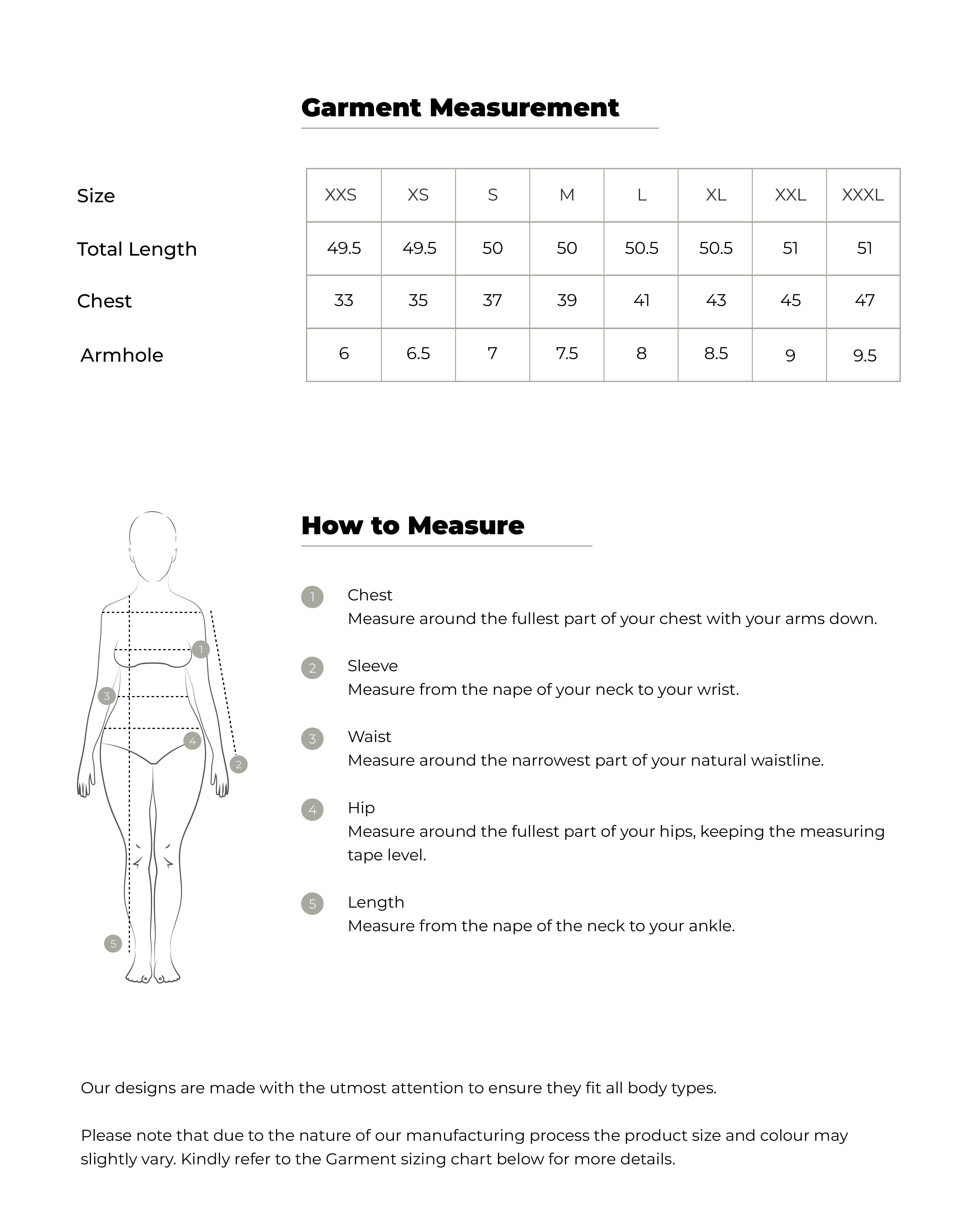Size guide in IN