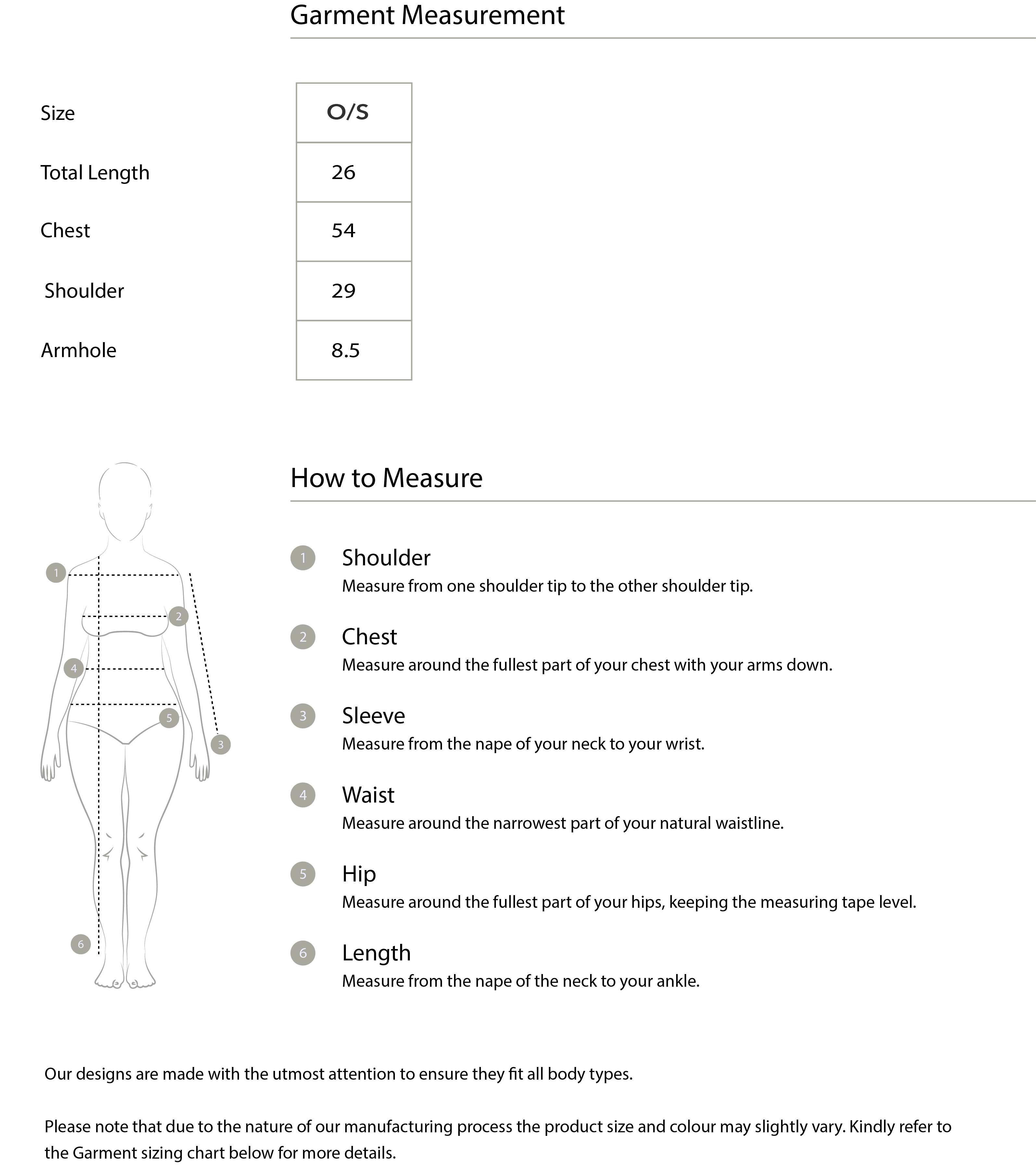 Size guide in IN