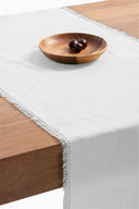 Linen Fringe me kantha Table Runner
