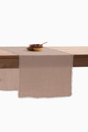 Linen Fringe me kantha Table Runner