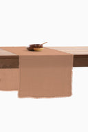 Linen Fringe me kantha Table Runner
