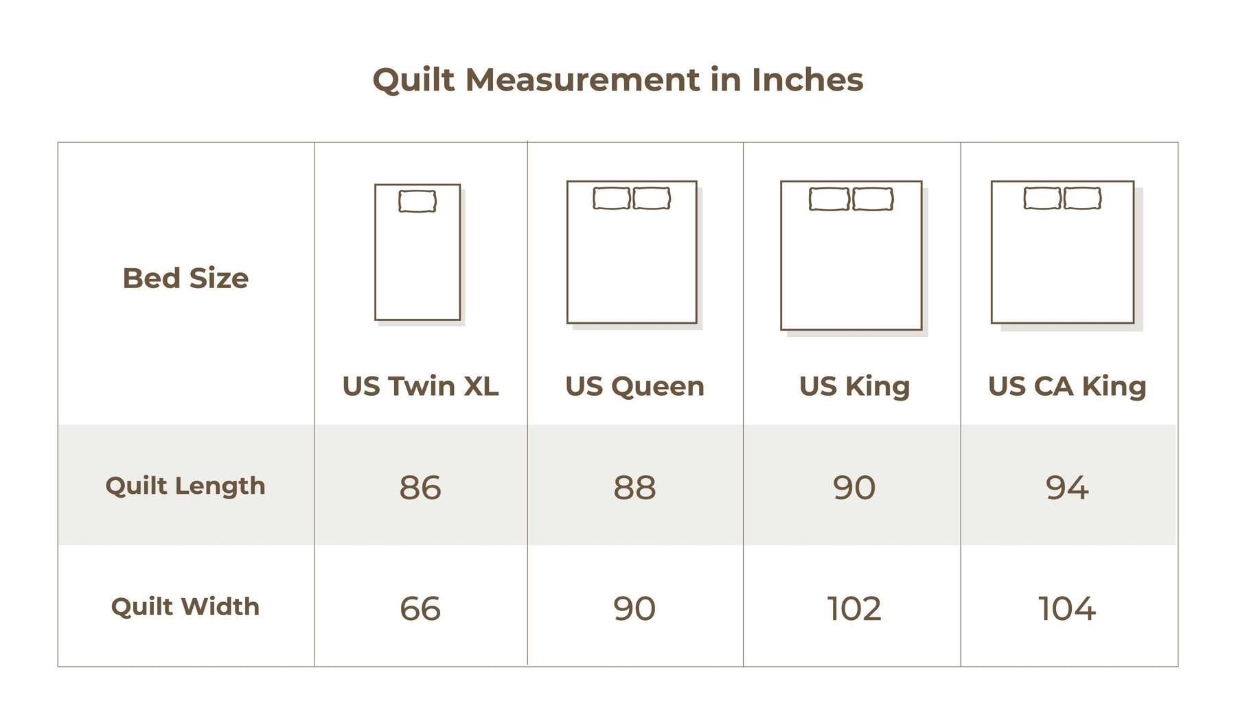 Size chart in inches