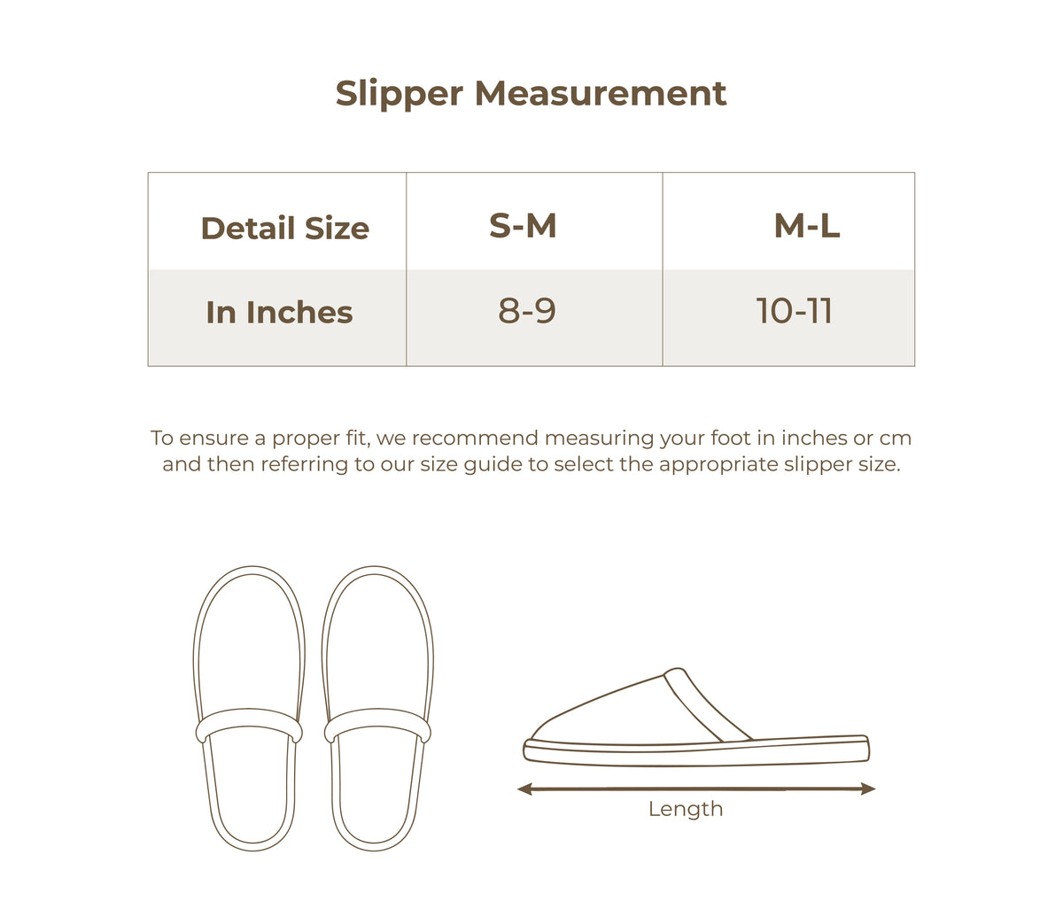 Size chart in inches