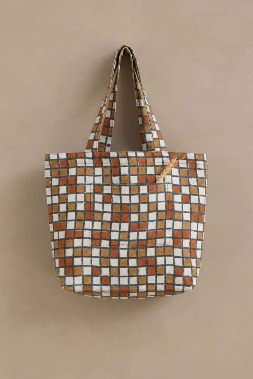 Linen Sudoku Tote Bag